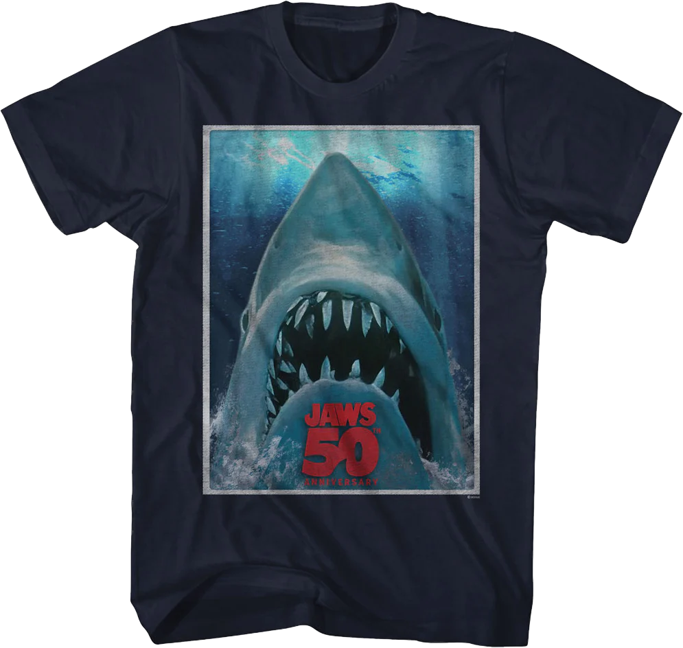 Vintage 50th Anniversary Poster Jaws T-Shirt