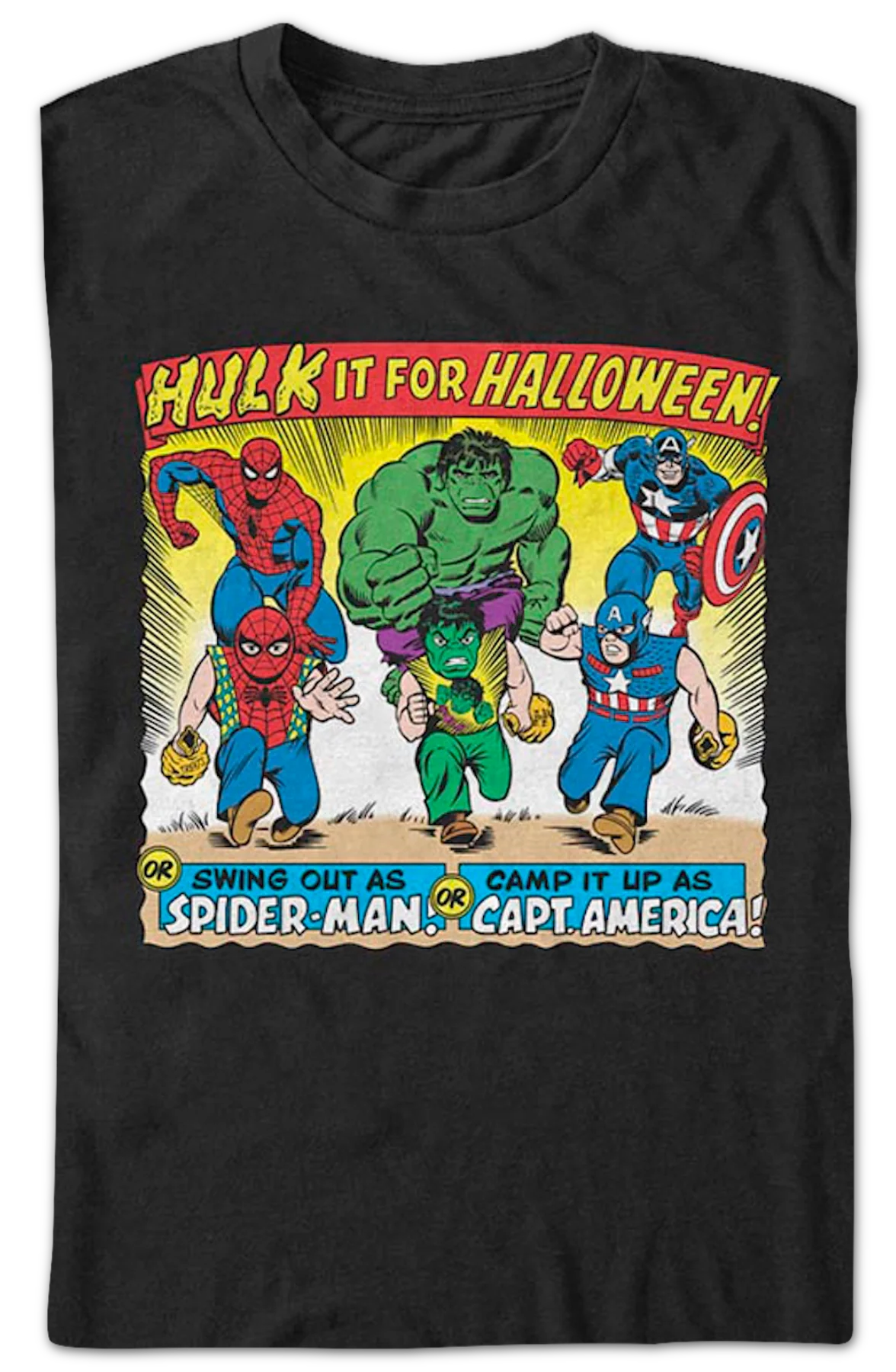 Vintage Avengers Halloween Costumes Ad Marvel Comics T-Shirt - Image 2