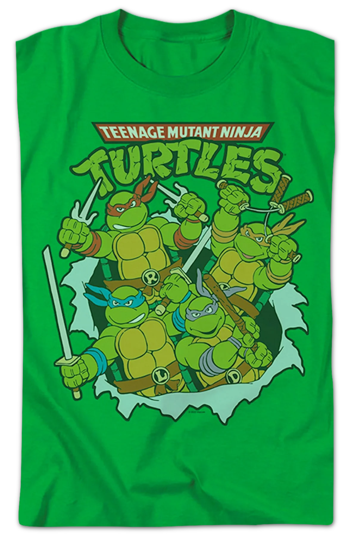 Vintage Green Group Photo Teenage Mutant Ninja Turtles T-Shirt - Image 2