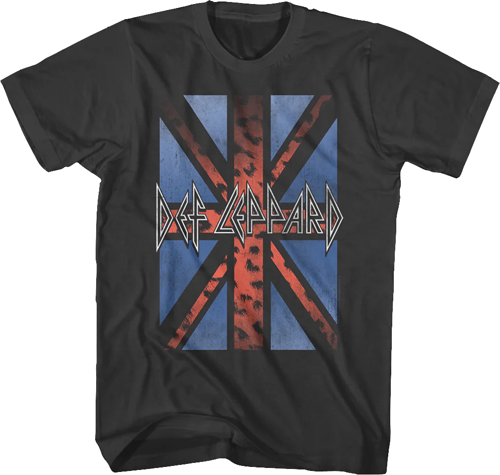 Vintage Leopard Print Flag Def Leppard T-Shirt