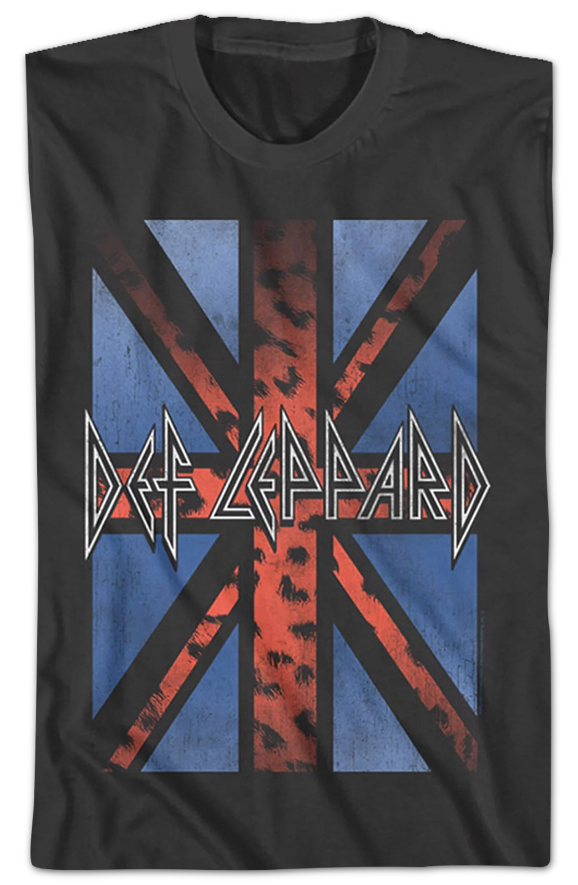 Vintage Leopard Print Flag Def Leppard T-Shirt - Image 2