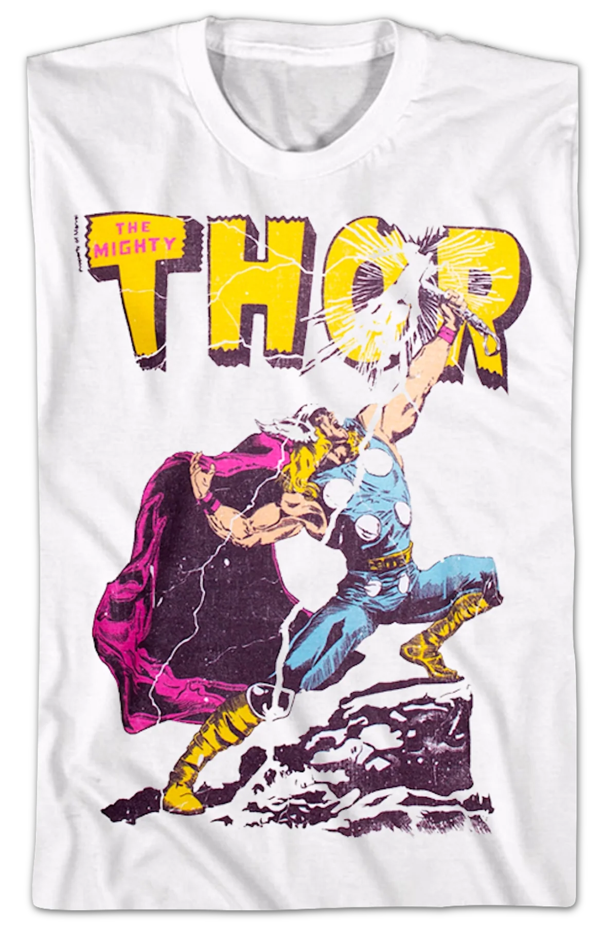 Vintage Lightning Strike Thor Marvel Comics T-Shirt - Image 2