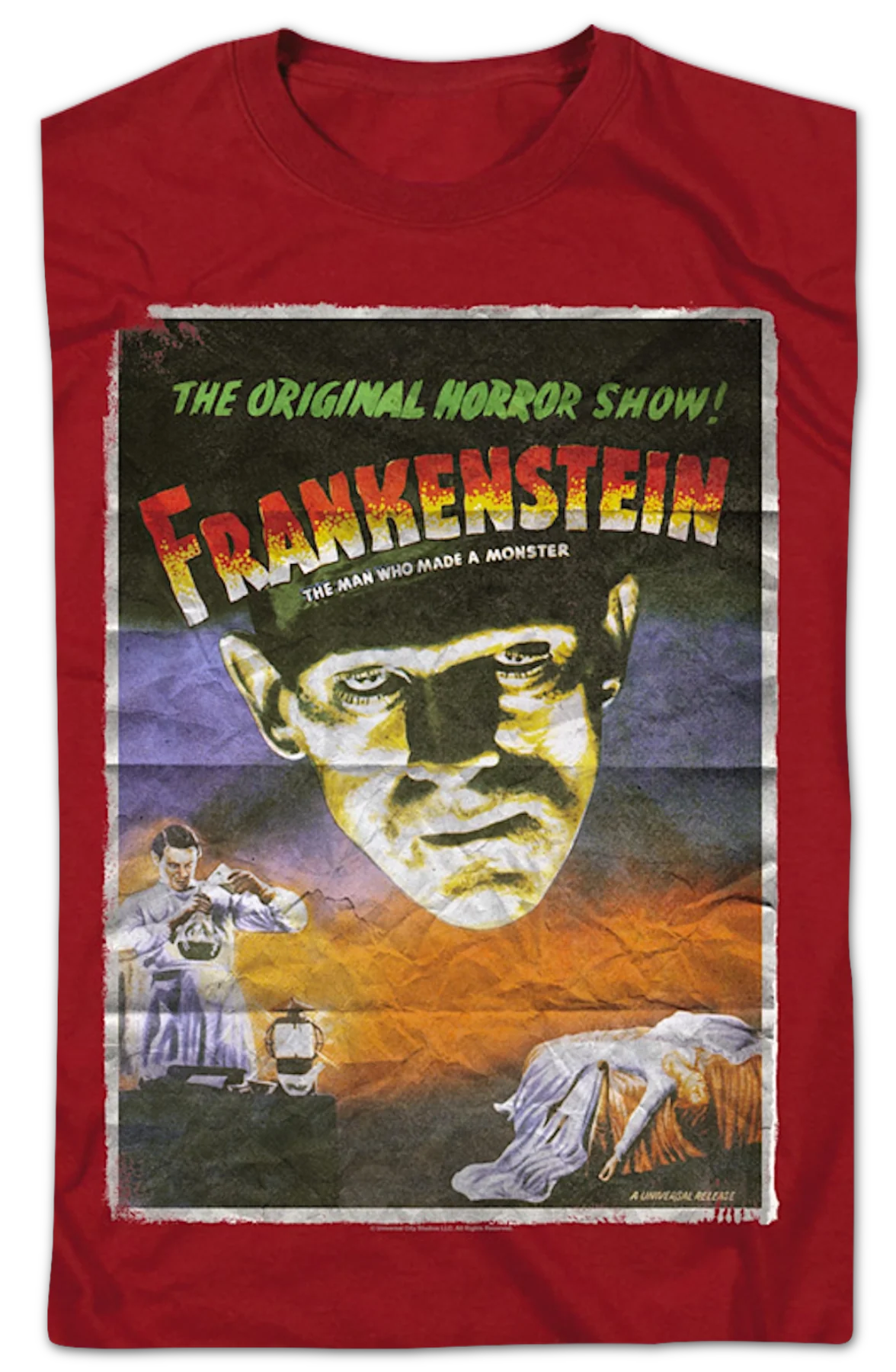 Vintage Movie Poster Frankenstein T-Shirt - Image 2