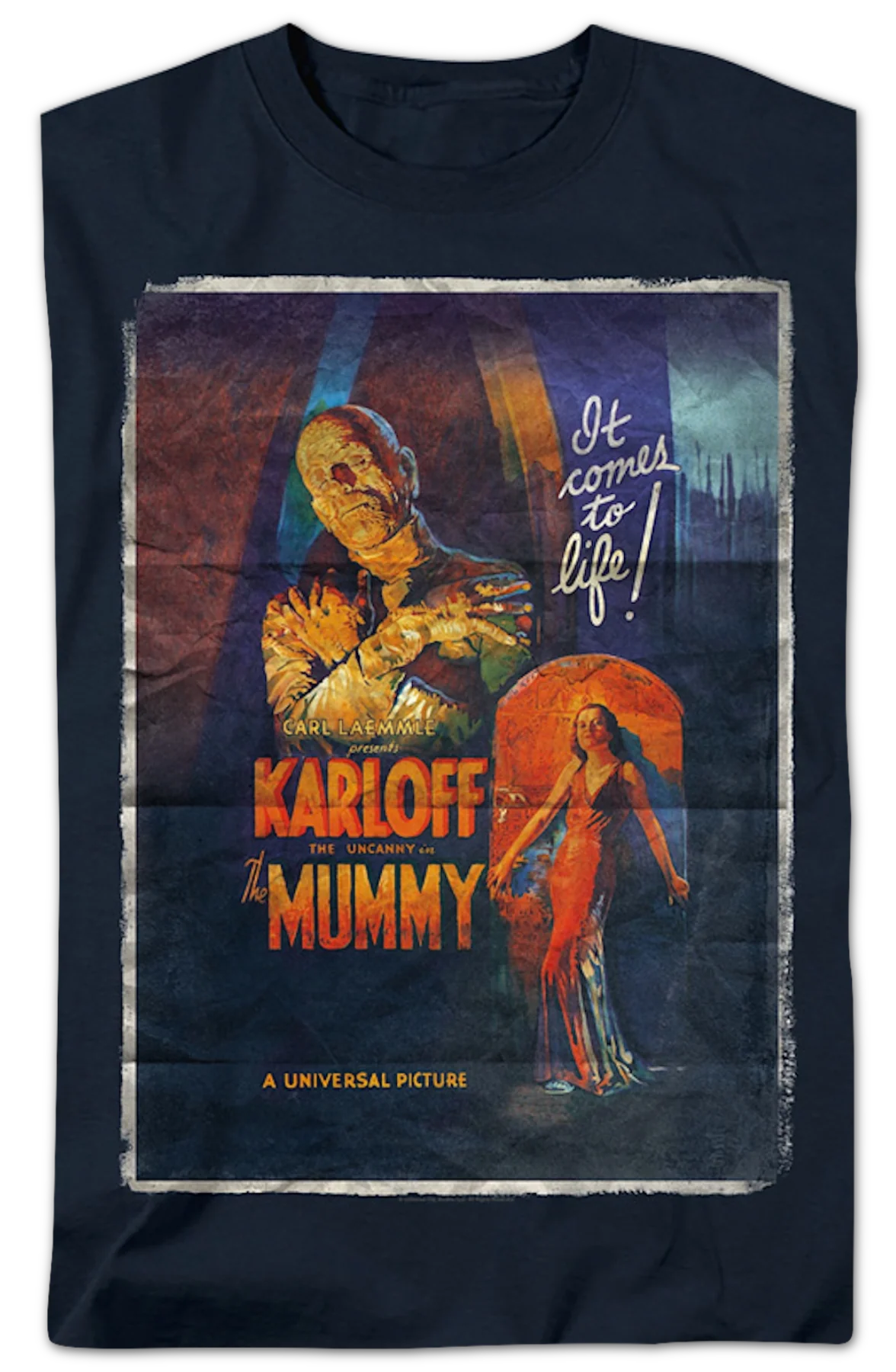 Vintage Movie Poster The Mummy T-Shirt - Image 2