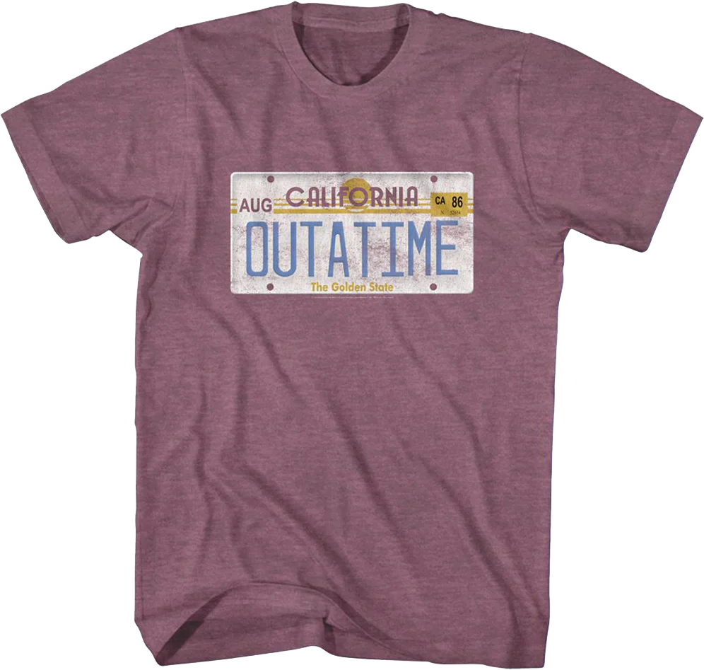 Vintage OUTATIME License Plate Back To The Future T-Shirt