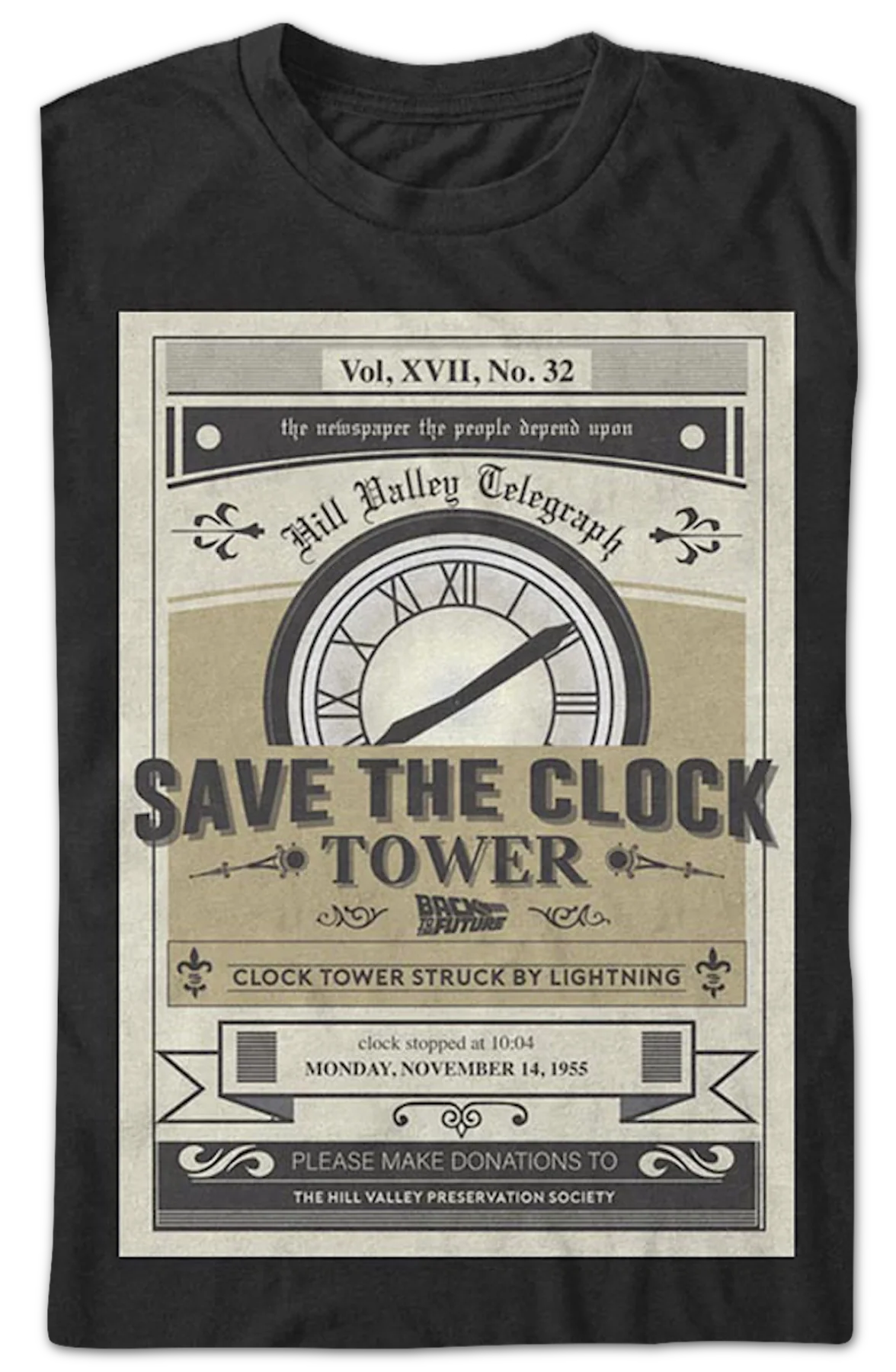 Vintage Save The Clock Tower Back To The Future T-Shirt - Image 2