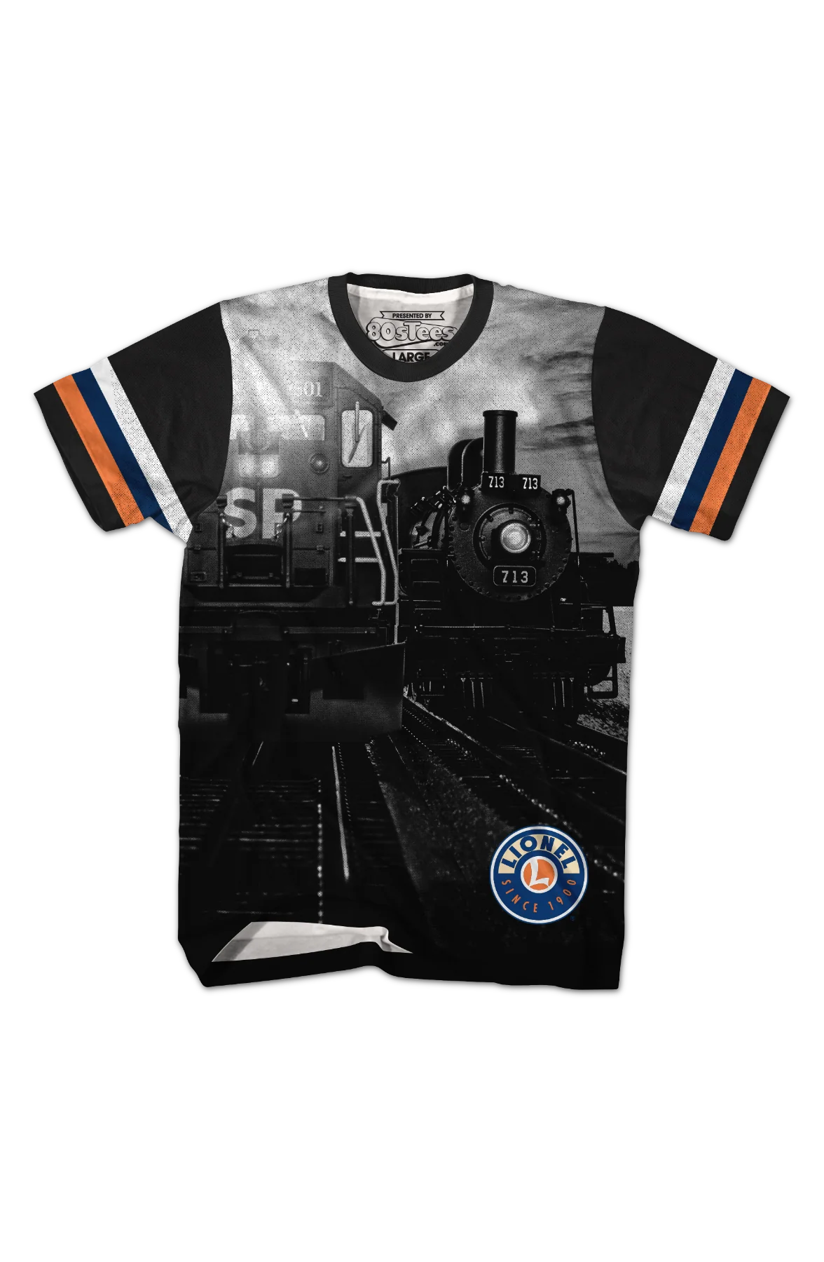 Vintage Stripes Lionel Trains T-Shirt - Image 2