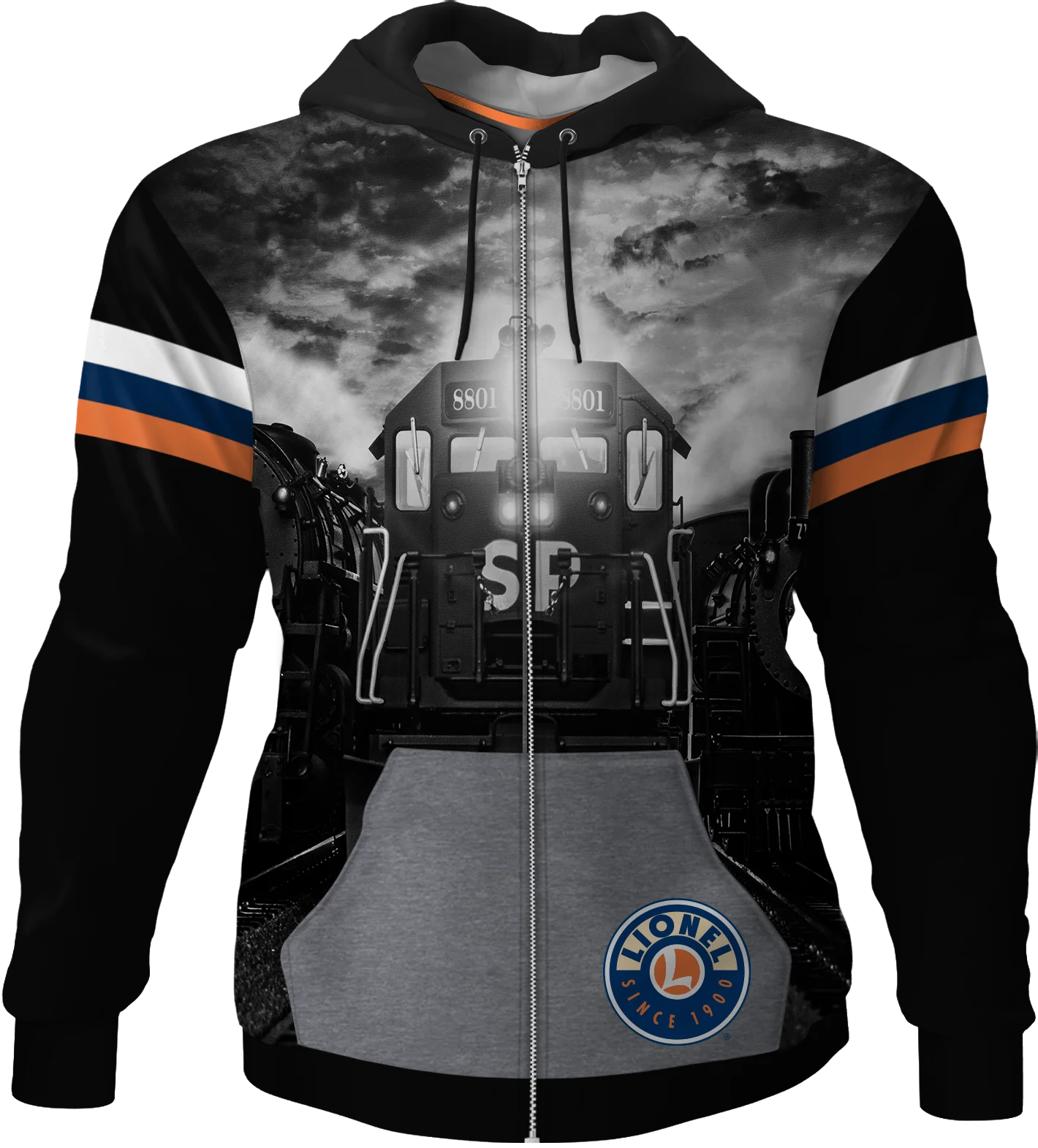 Vintage Stripes Lionel Trains Zip-Up Hoodie