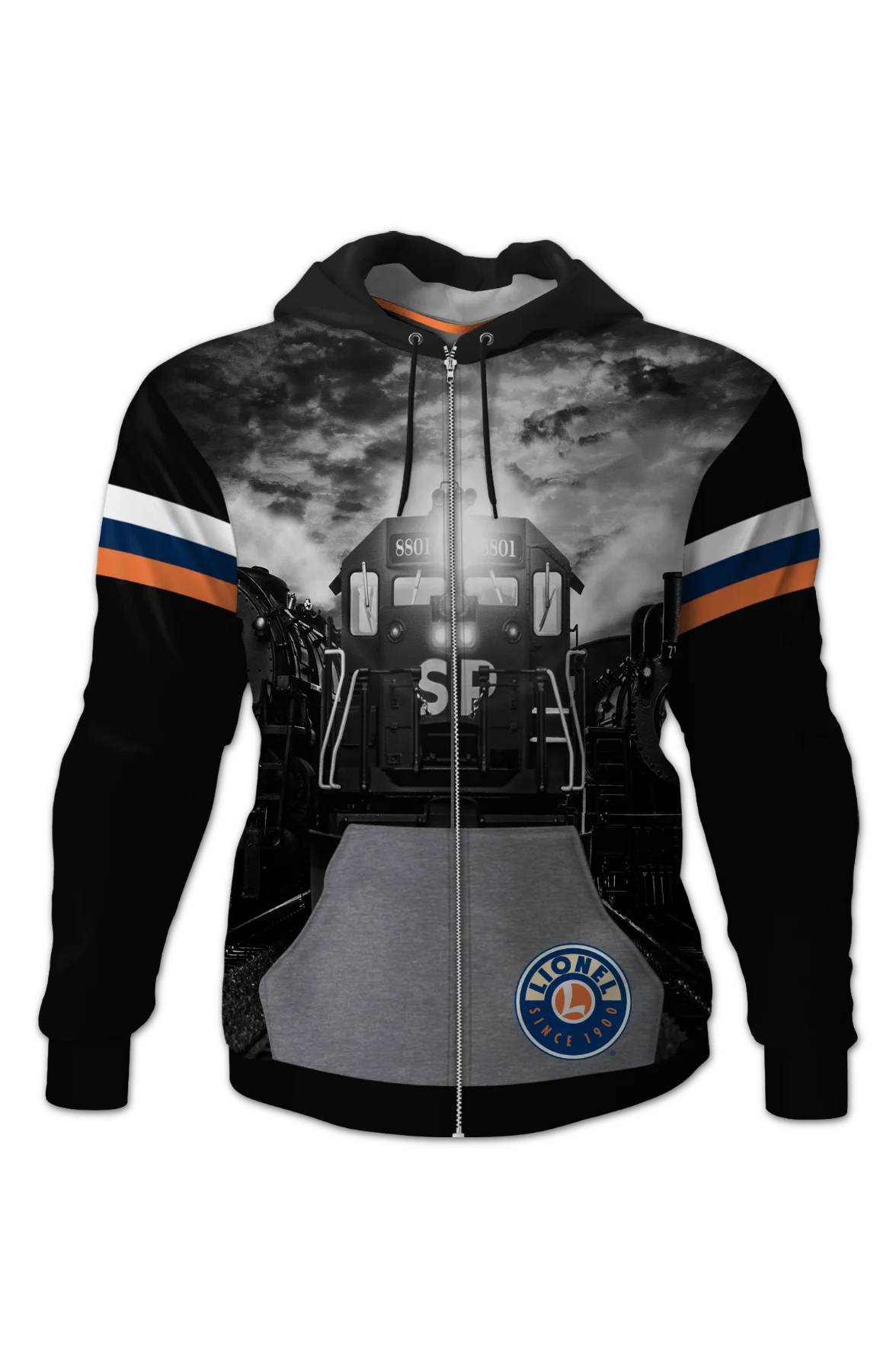 Vintage Stripes Lionel Trains Zip-Up Hoodie - Image 2