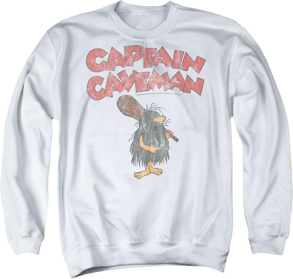 Vintage White Captain Caveman Sweatshirt