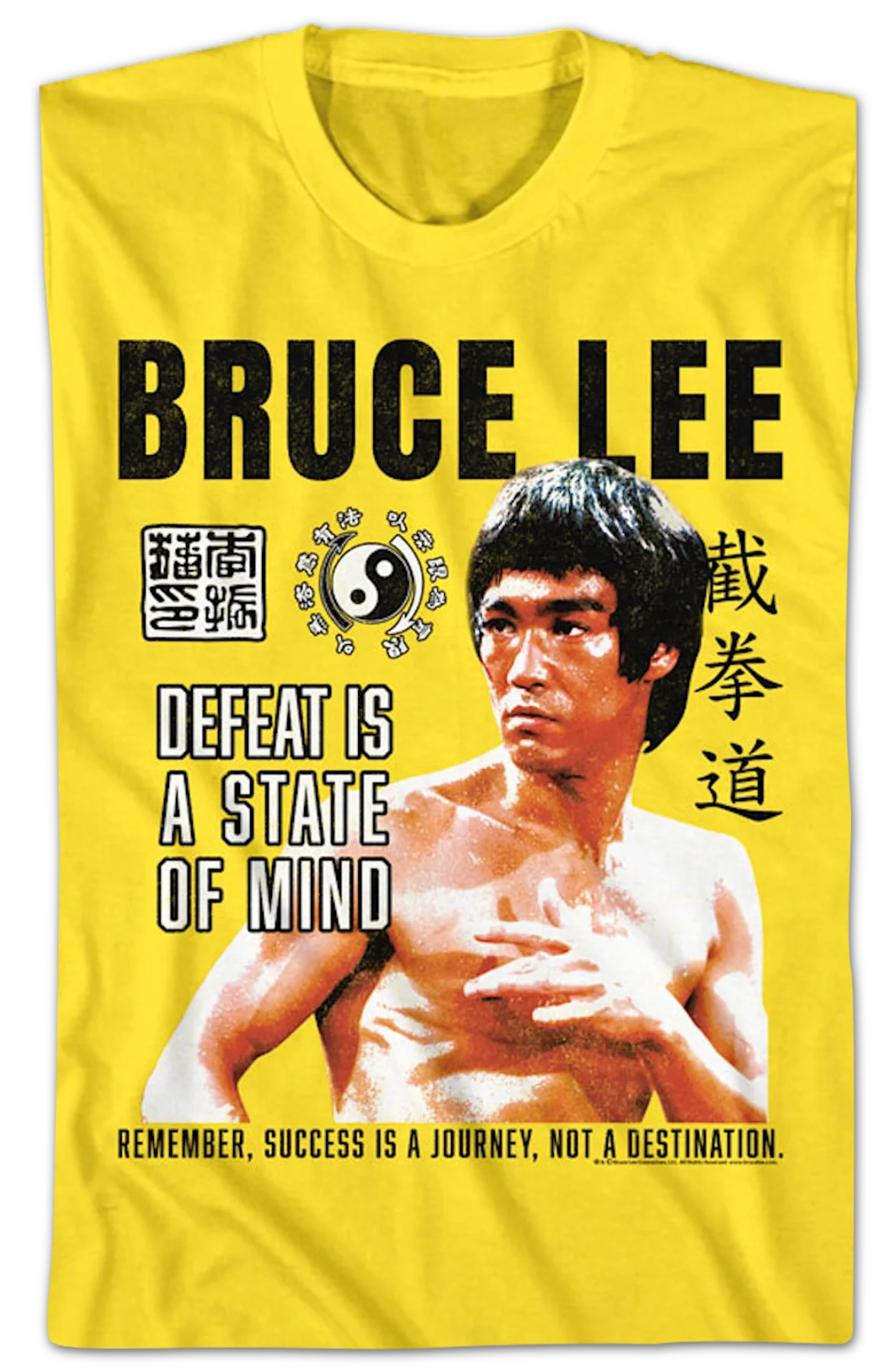 Vintage Yellow Defeat Is A State Of Mind Bruce Lee T-Shirt - Image 2