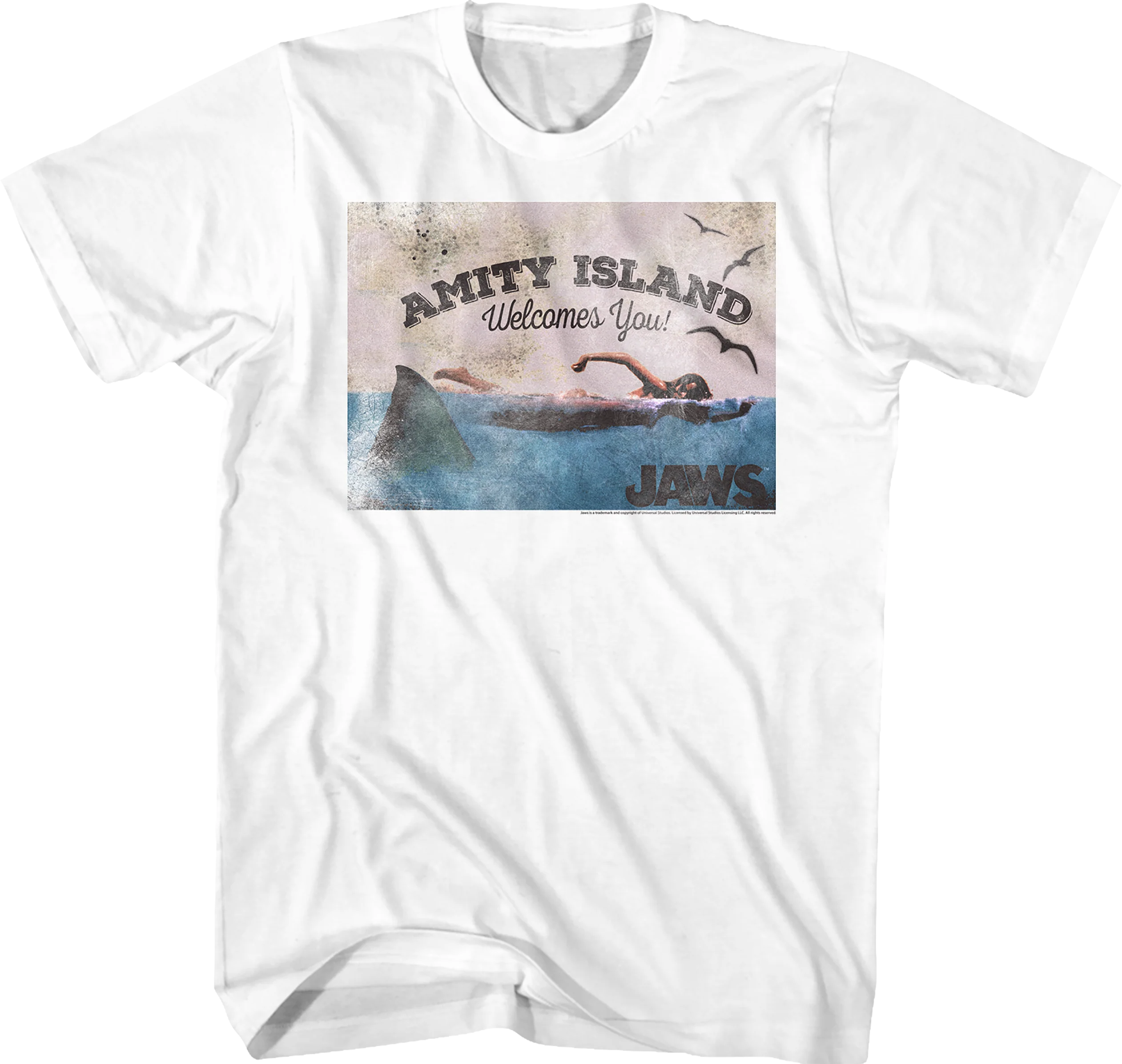 Welcome To Amity Island Postcard Jaws T-Shirt
