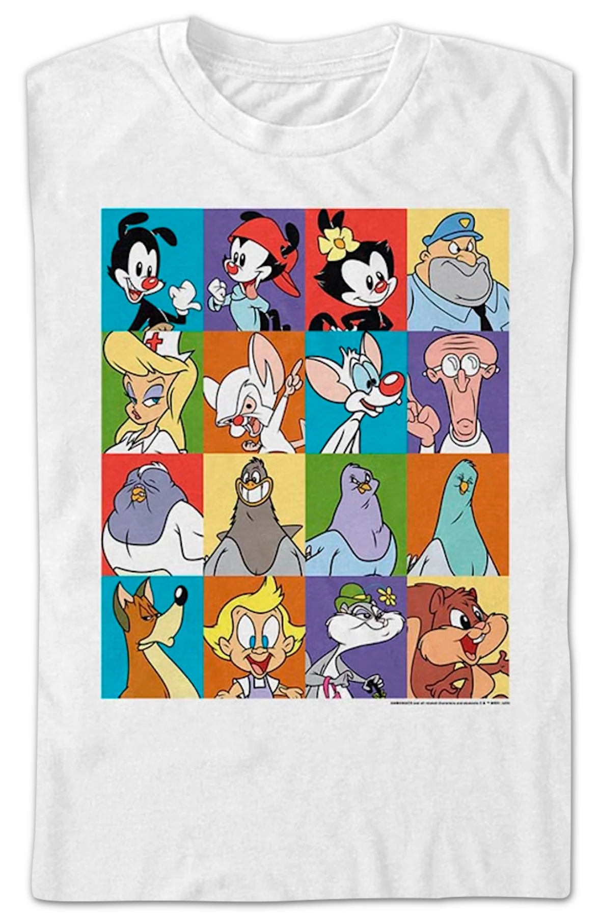 White Classic Character Blocks Animaniacs T-Shirt - Image 2