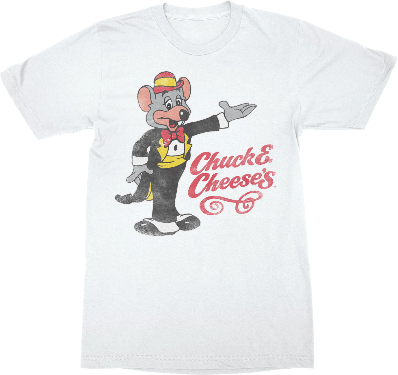 White Distressed Chuck E. Cheese's T-Shirt