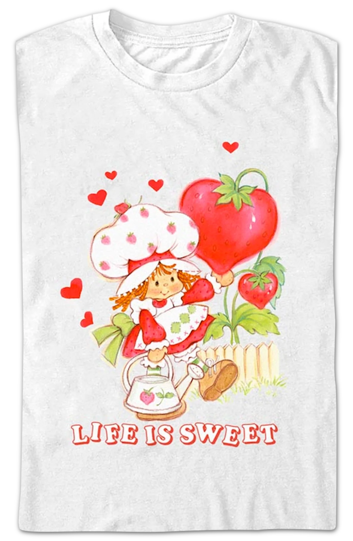 White Hearts Life Is Sweet Strawberry Shortcake T-Shirt - Image 2