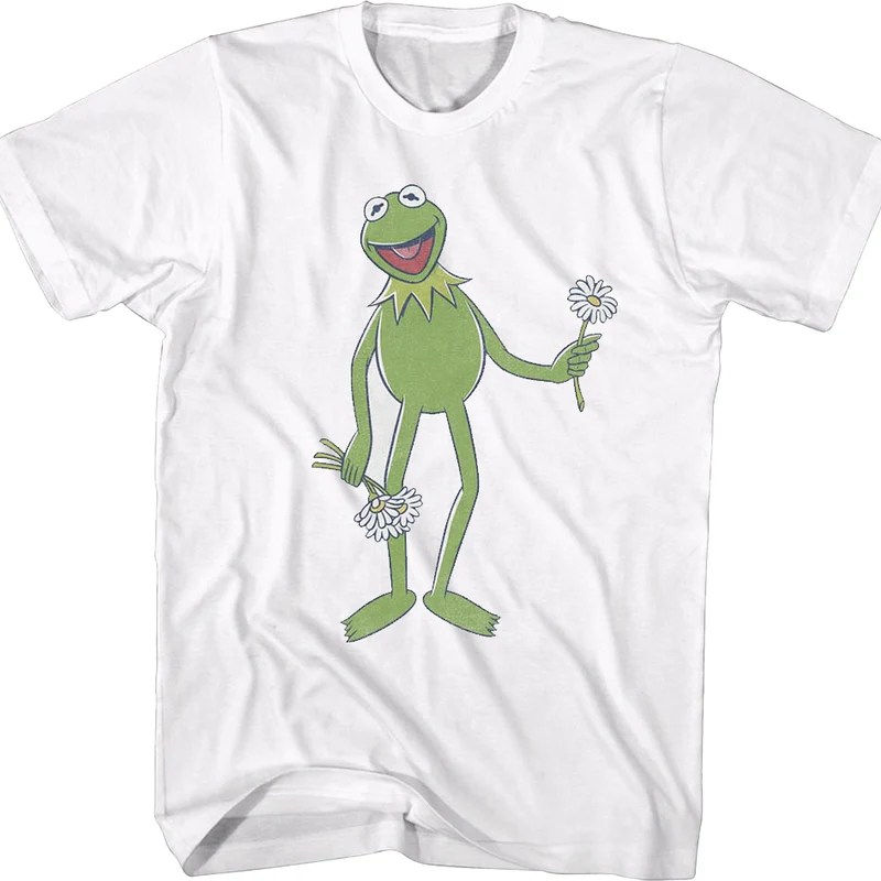 White Kermit's Flowers Muppets T-Shirt