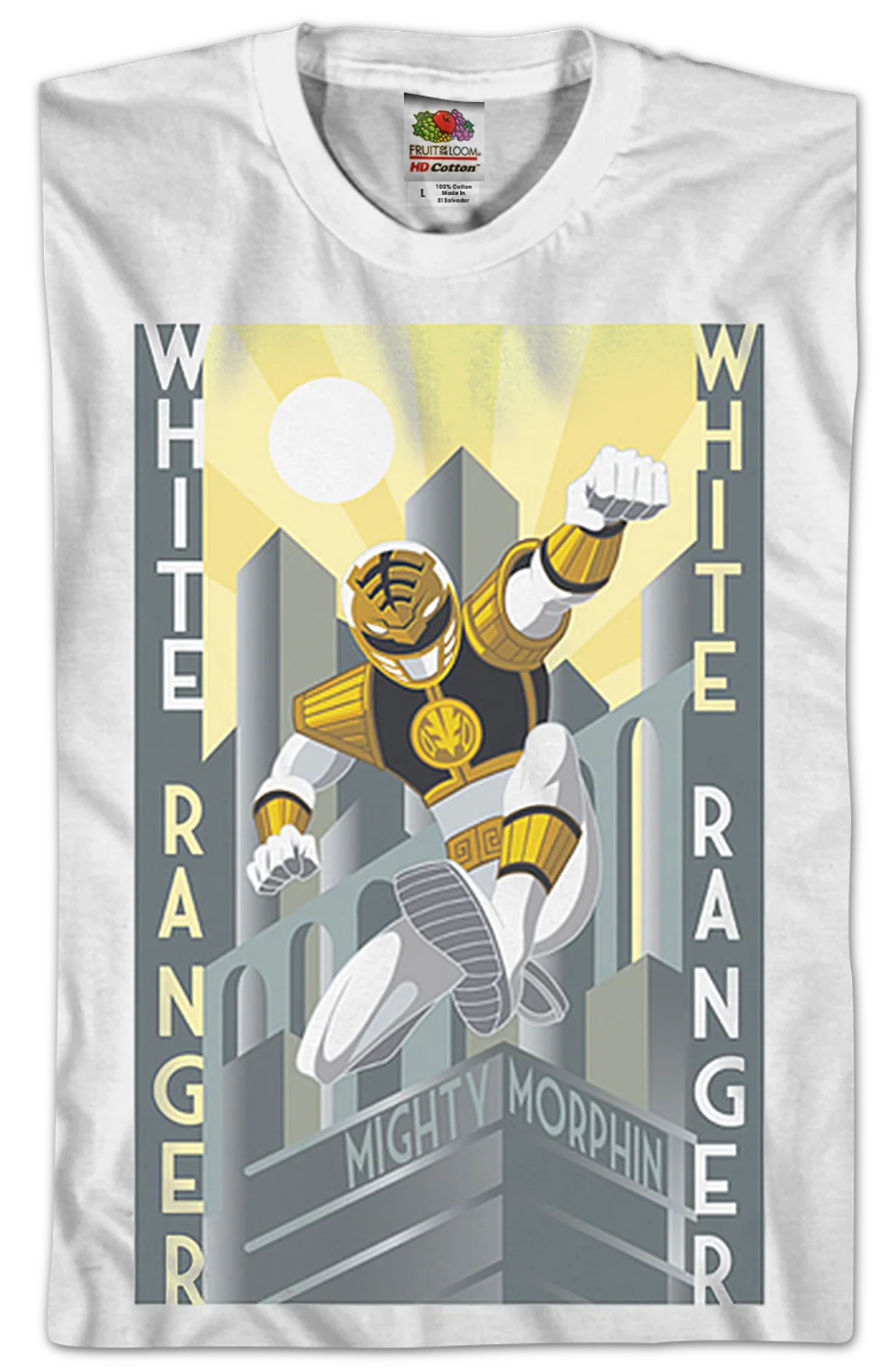 White Ranger Mighty Morphin Power Rangers T-Shirt - Image 2