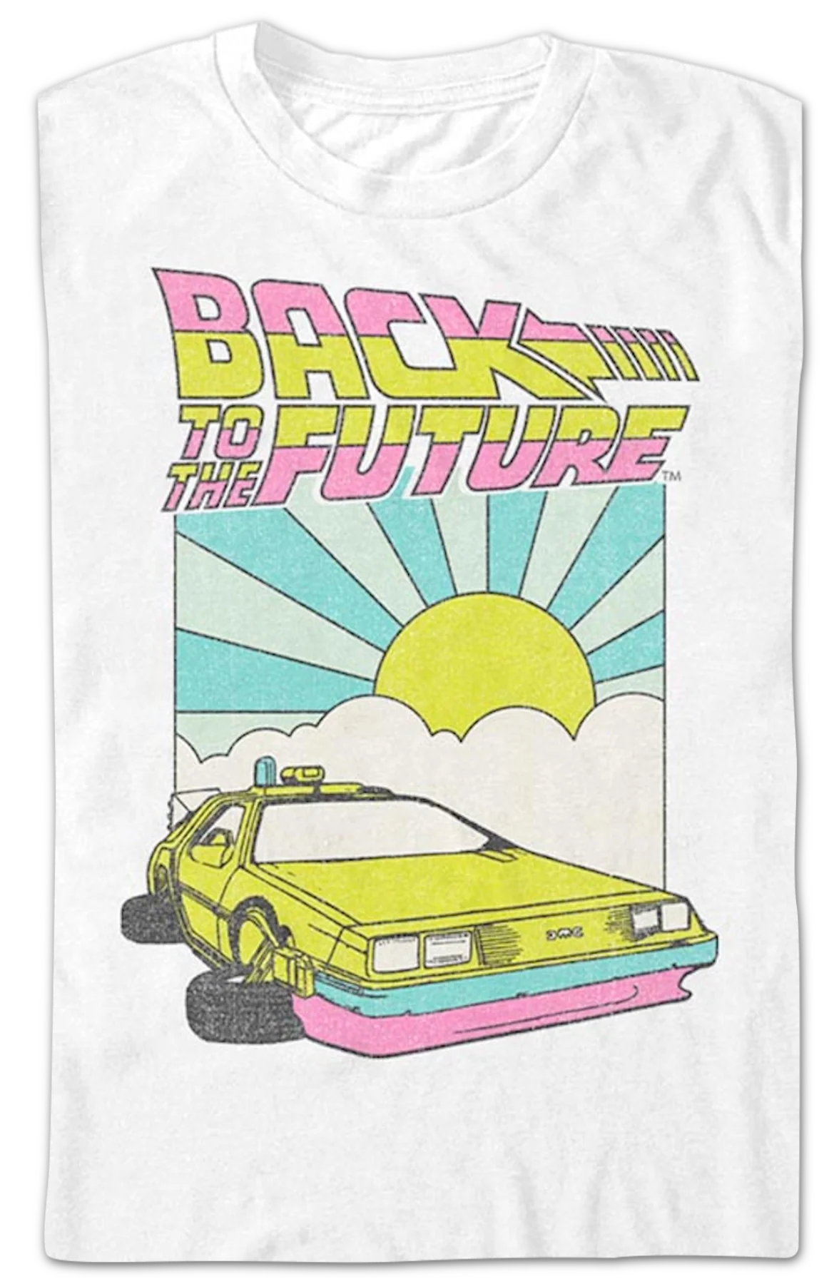 White Retro DeLorean Sunshine Back To The Future T-Shirt - Image 2