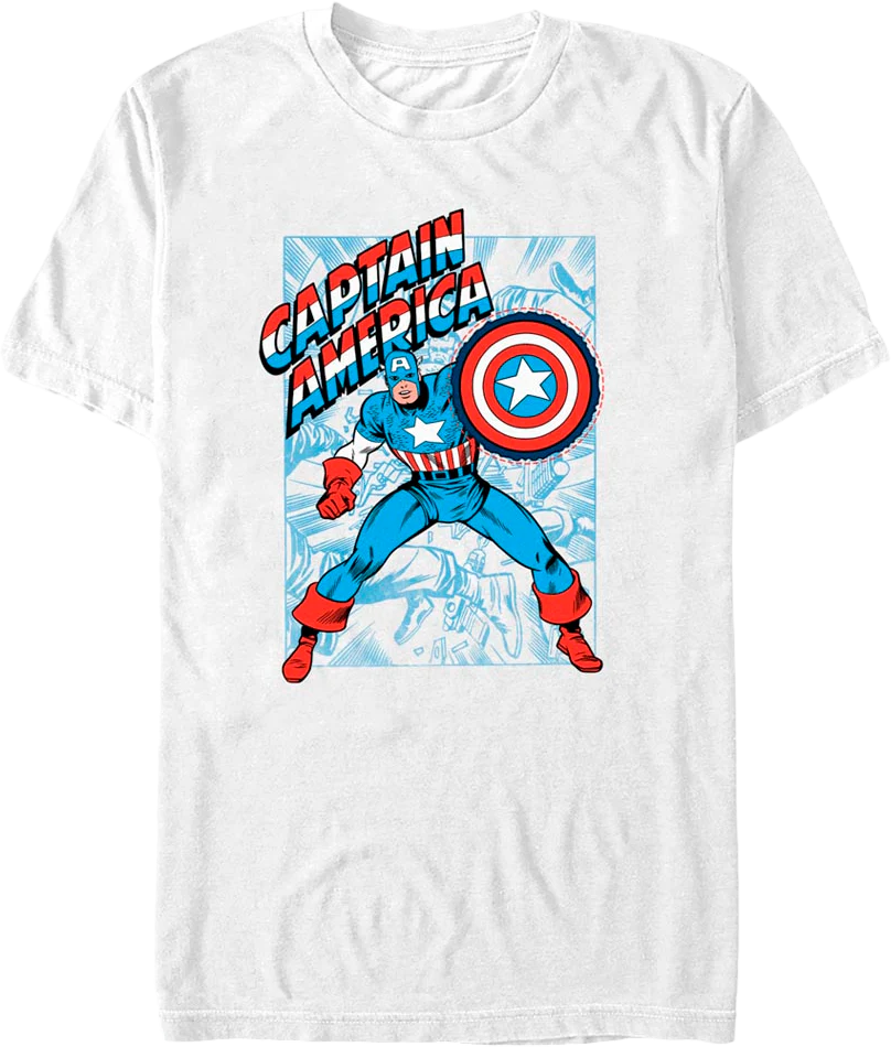 White Shielded Captain America Marvel Comics T-Shirt