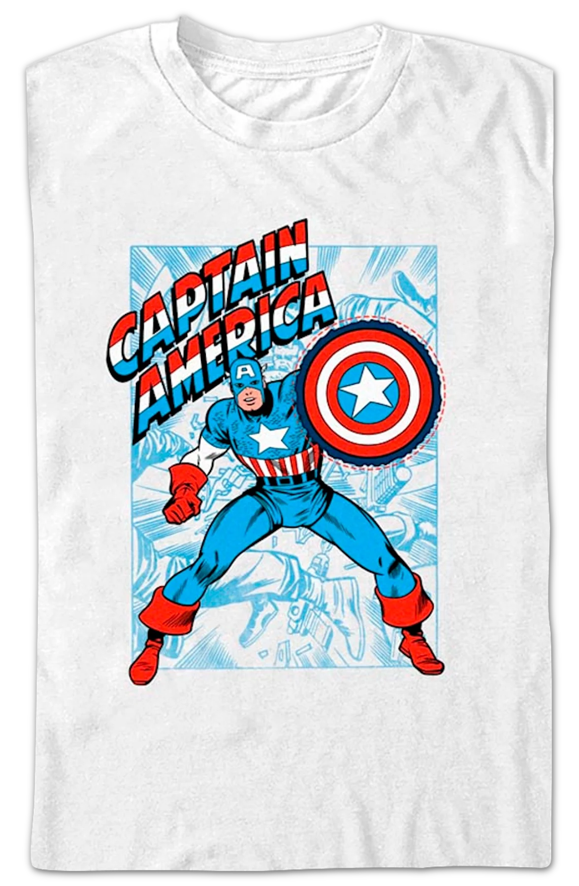 White Shielded Captain America Marvel Comics T-Shirt - Image 2