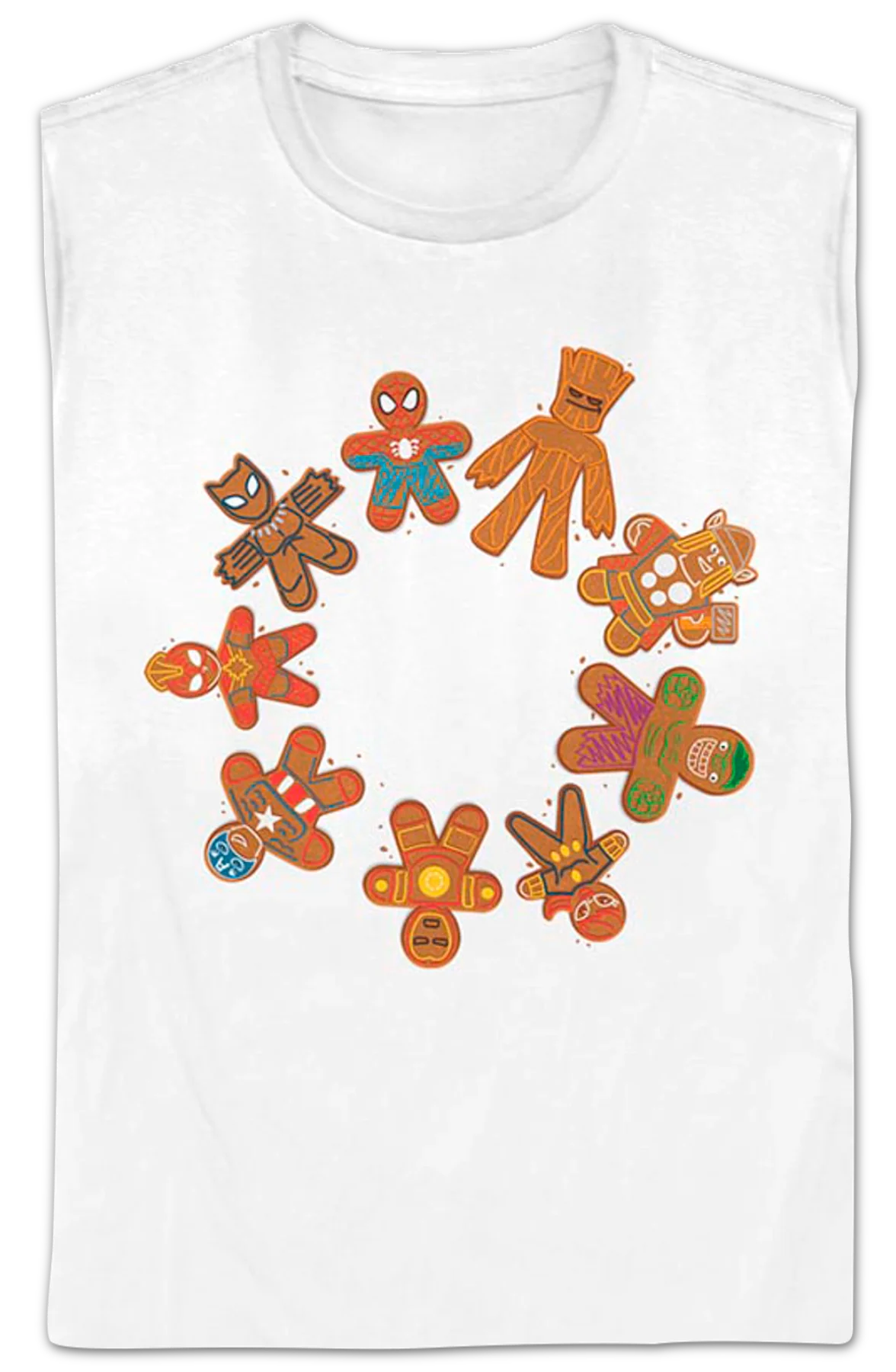 Womens Avengers Gingerbread Cookies Marvel Comics Shirt - Image 2