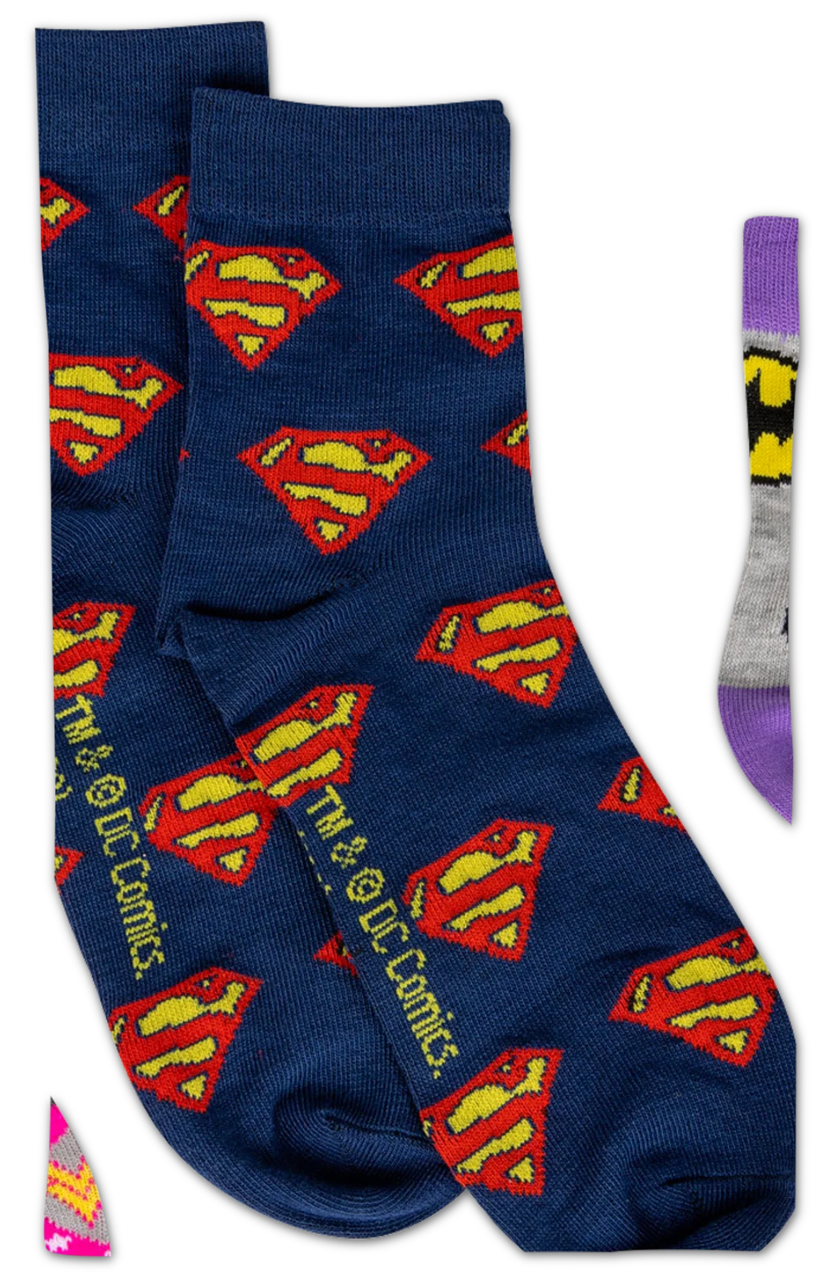Womens Batgirl Supergirl Wonder Woman 3-Pair Quarter Socks - Image 2