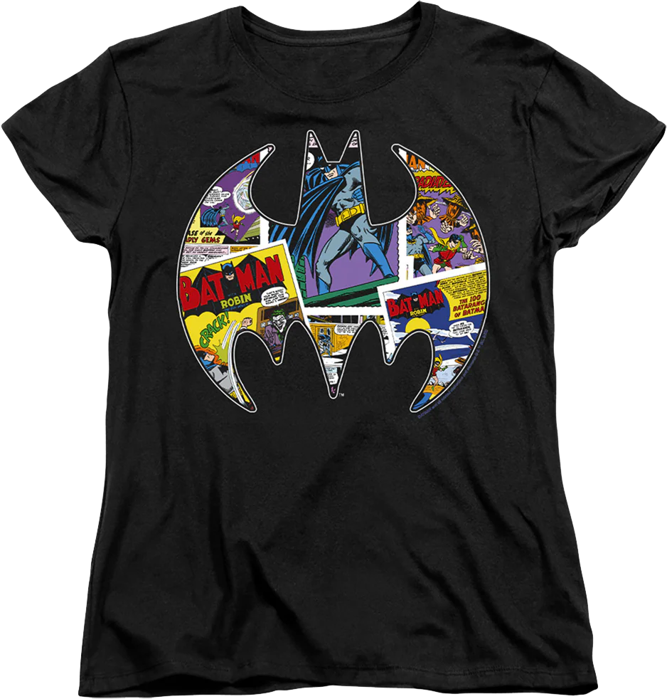 Womens Batman Logo Collage DC Comics Shirt