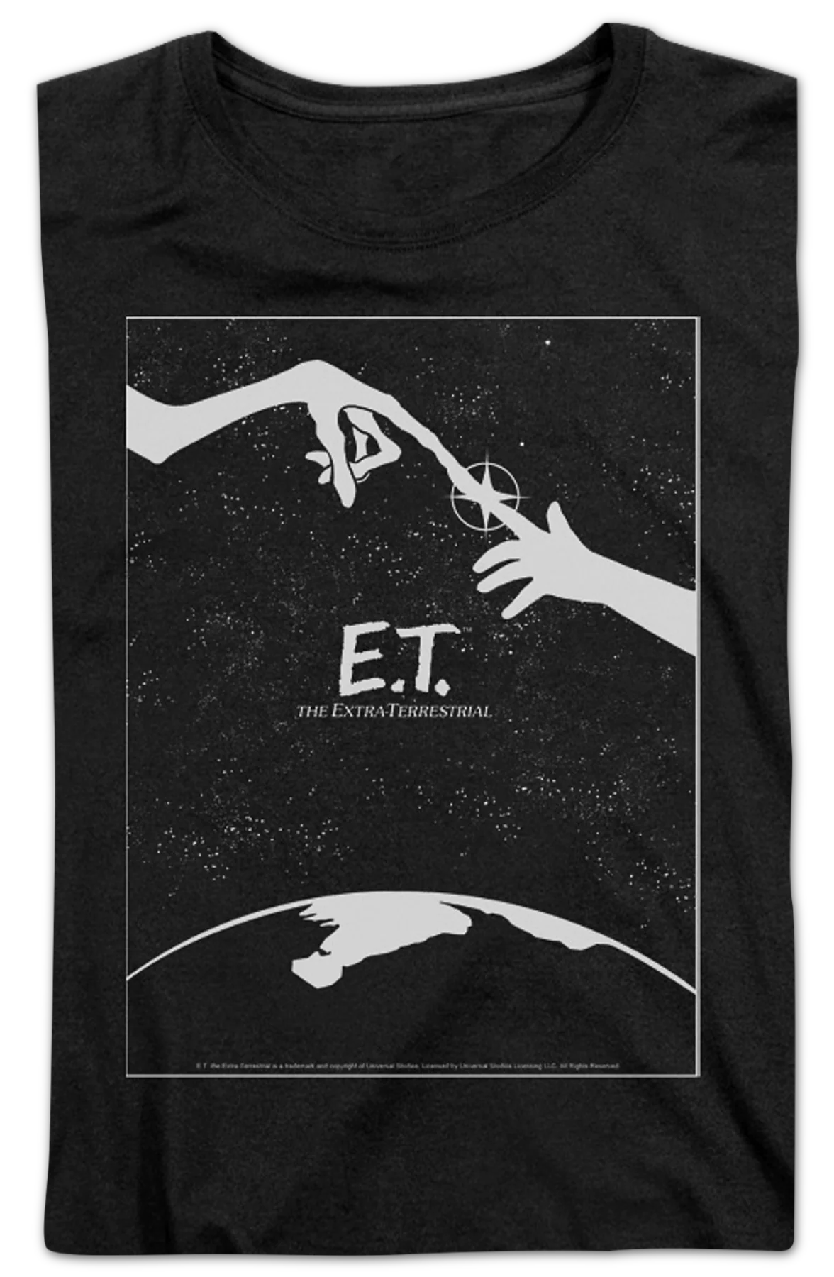 Womens Black and White Movie Poster ET Shirt - Image 2
