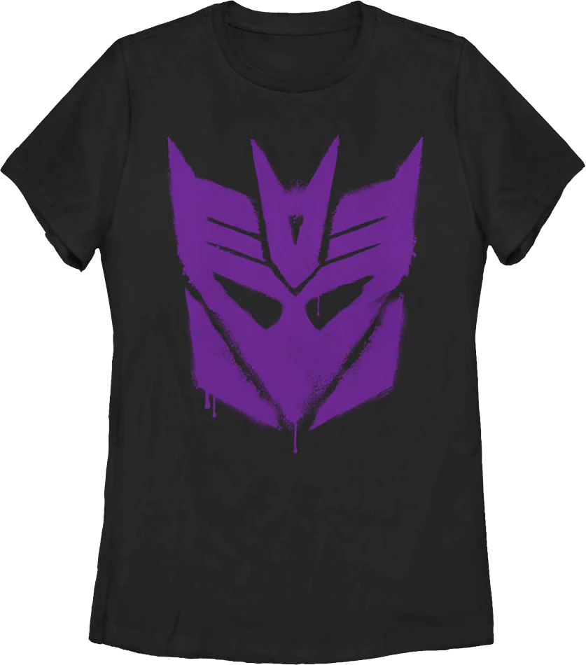 Womens Black Decepticon Graffiti Logo Transformers Shirt