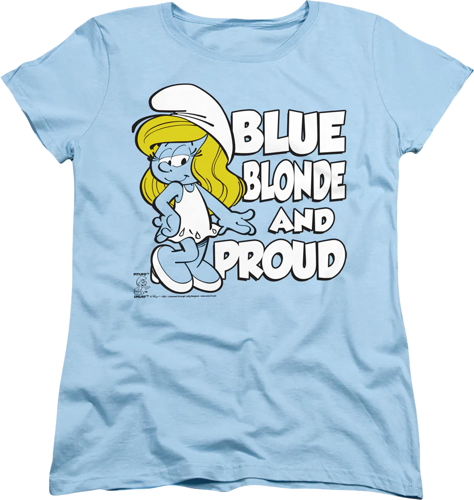 Womens Blue Blonde And Proud Smurfs Shirt