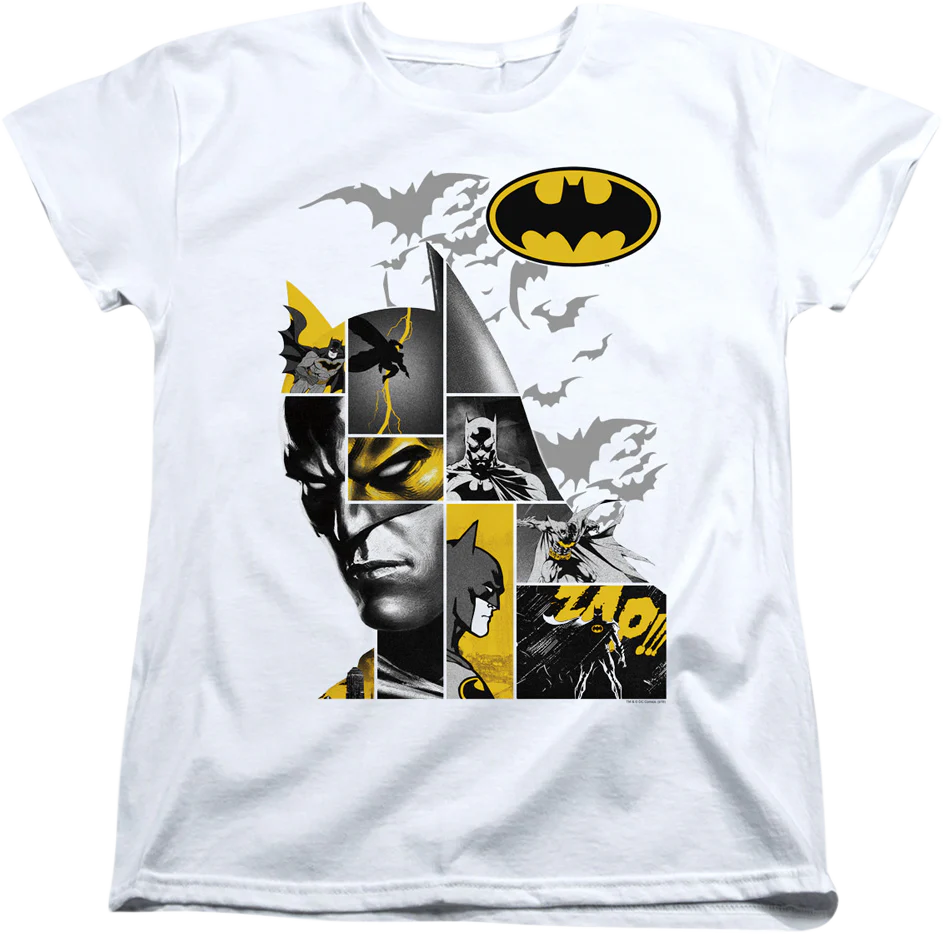 Womens Caped Crusader Collage Batman Shirt