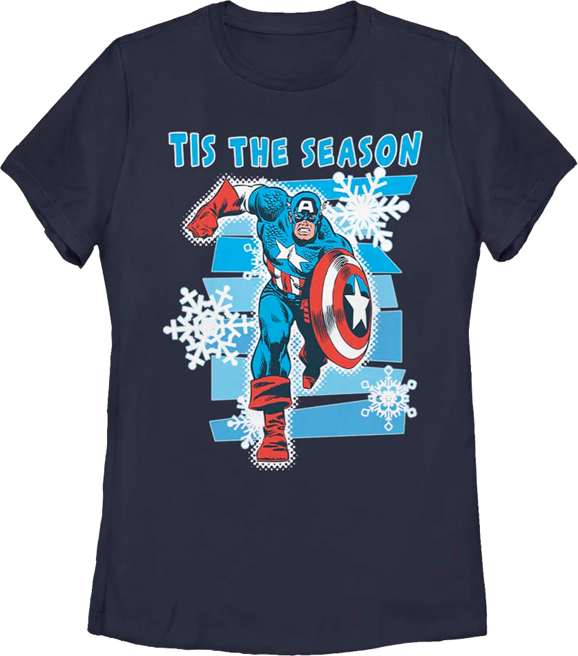 Womens Captain America Tis The Season Marvel Comics Shirt