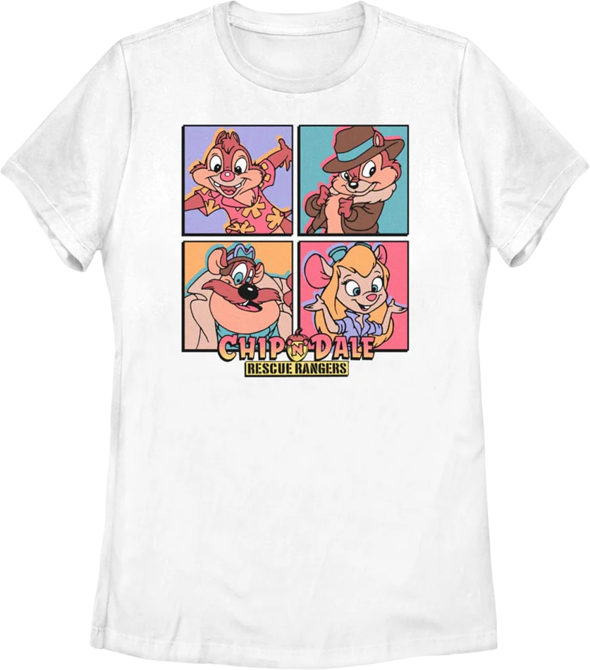 Womens Character Squares Chip 'n Dale Rescue Rangers Shirt