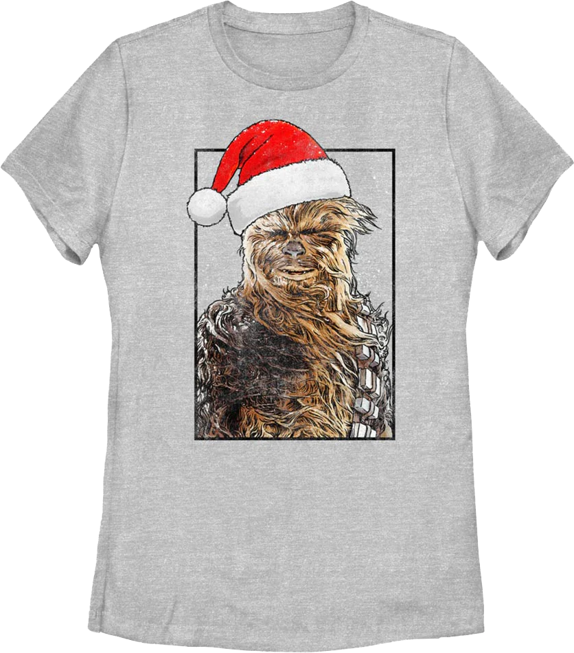 Womens Chewbacca Santa Claus Hat Star Wars Shirt
