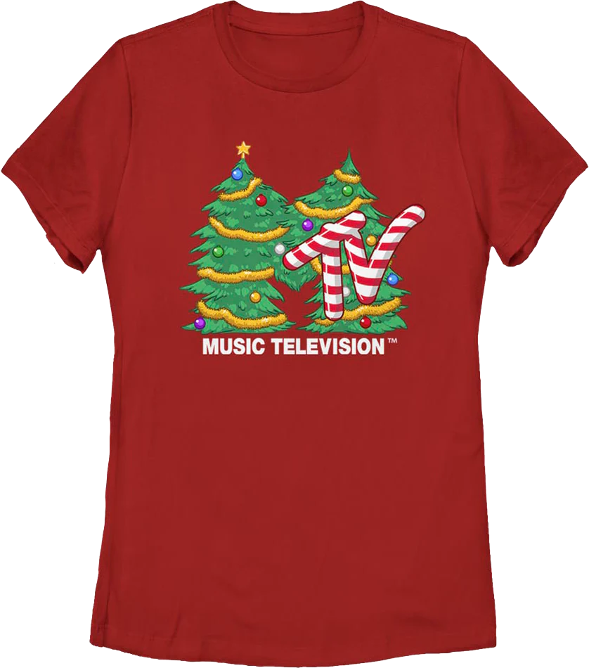 Womens Christmas Tree Logo MTV Shirt