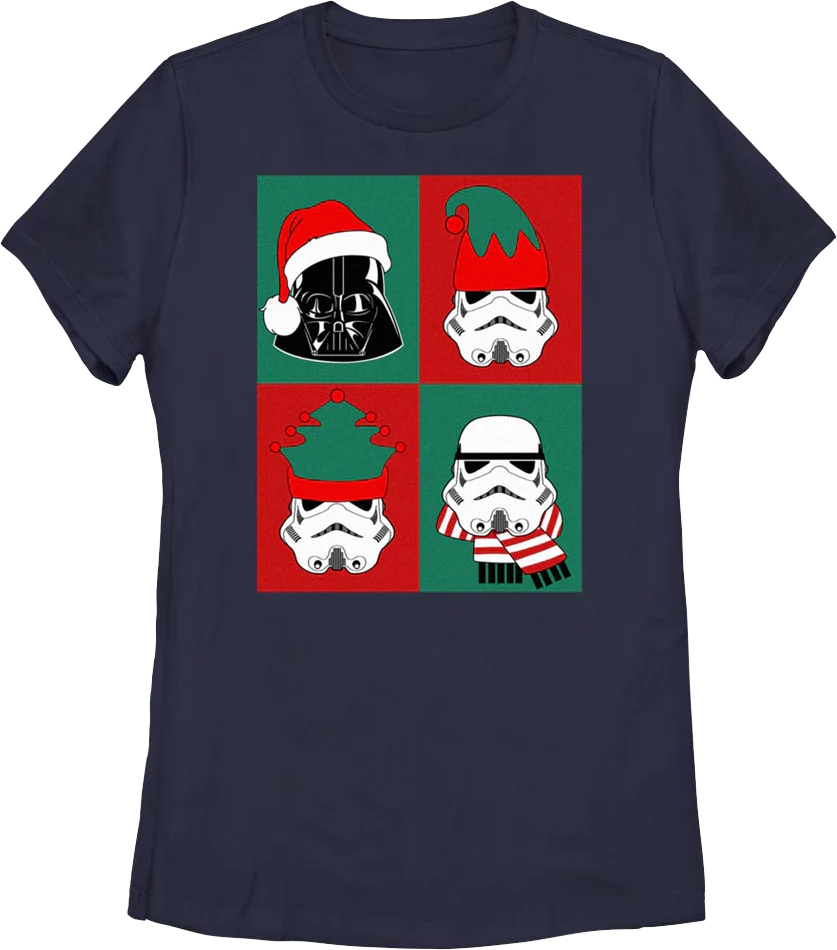 Womens Darth Vader & Stormtroopers Christmas Collage Star Wars Shirt