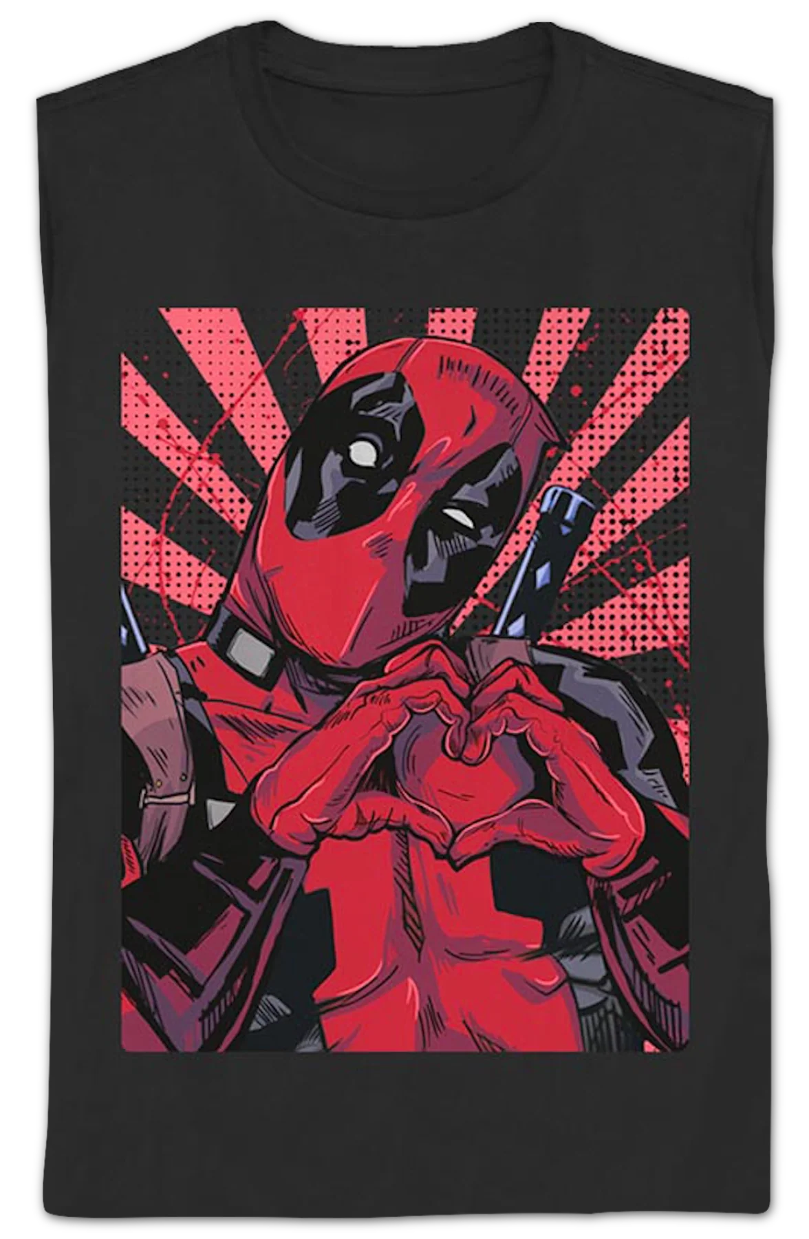 Womens Deadpool Heart Hands Marvel Comics Shirt - Image 2