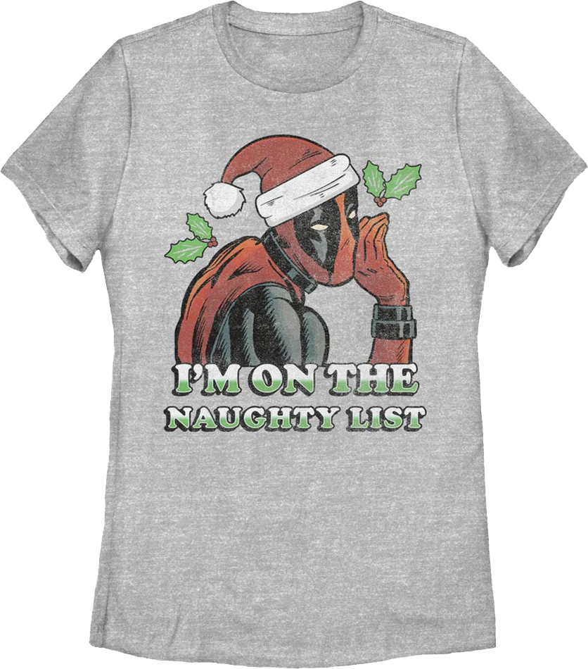 Womens Deadpool I'm On The Naughty List Marvel Comics Shirt