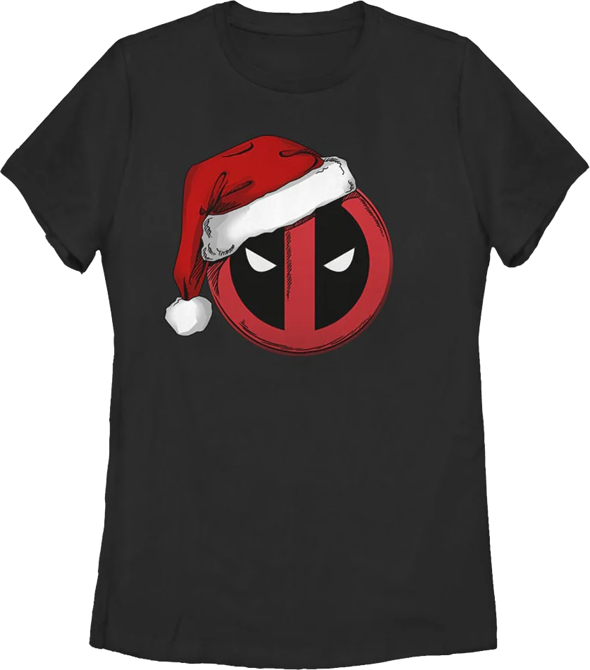Womens Deadpool Santa Claus Hat Marvel Comics Shirt