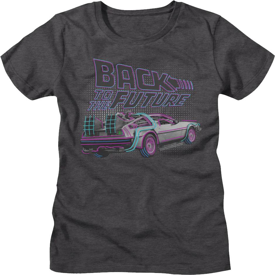 Womens DeLorean Neon Outline Back To The Future Shirt