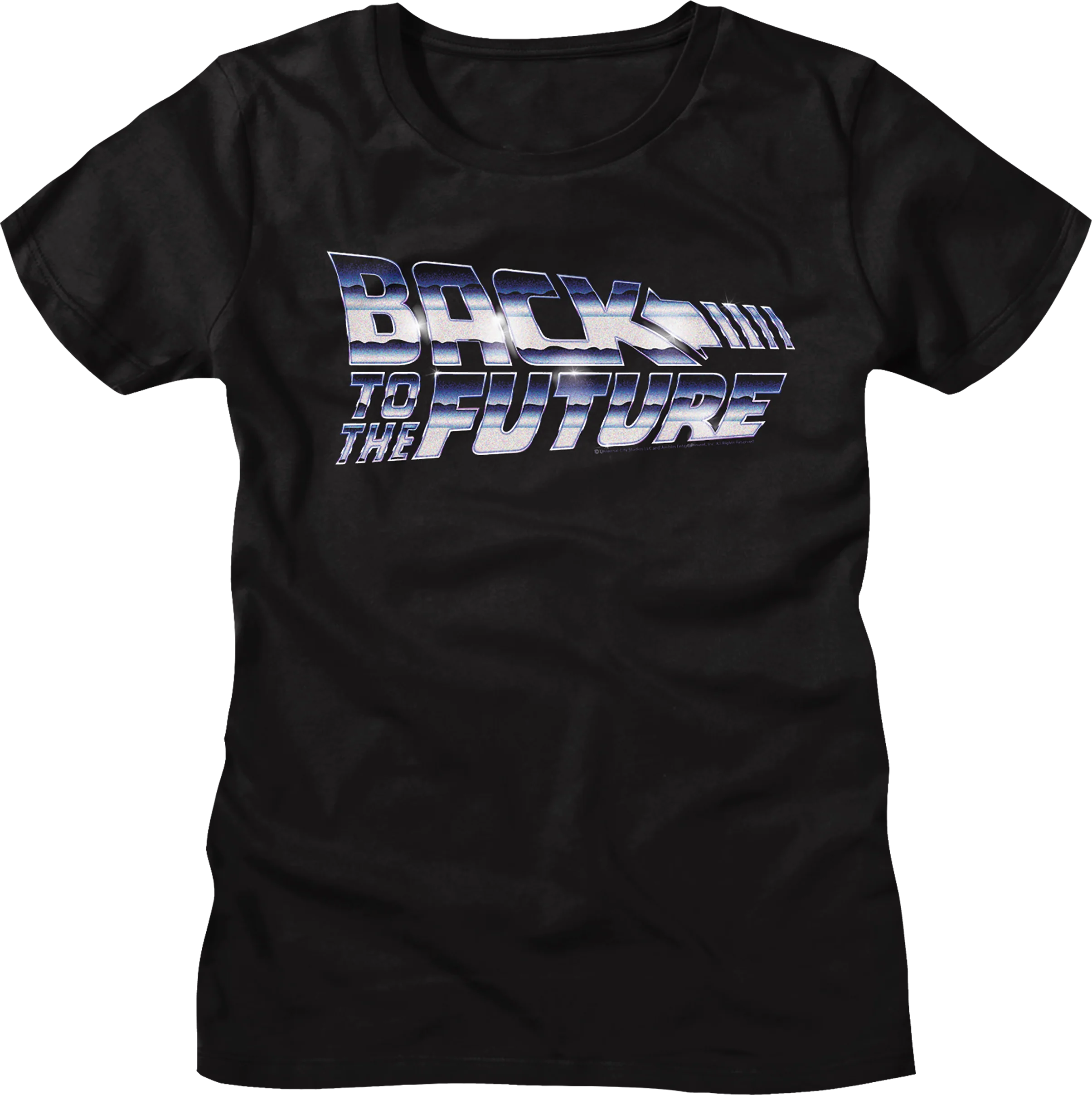 Womens Faux Chrome Logo Back To The Future Shirt
