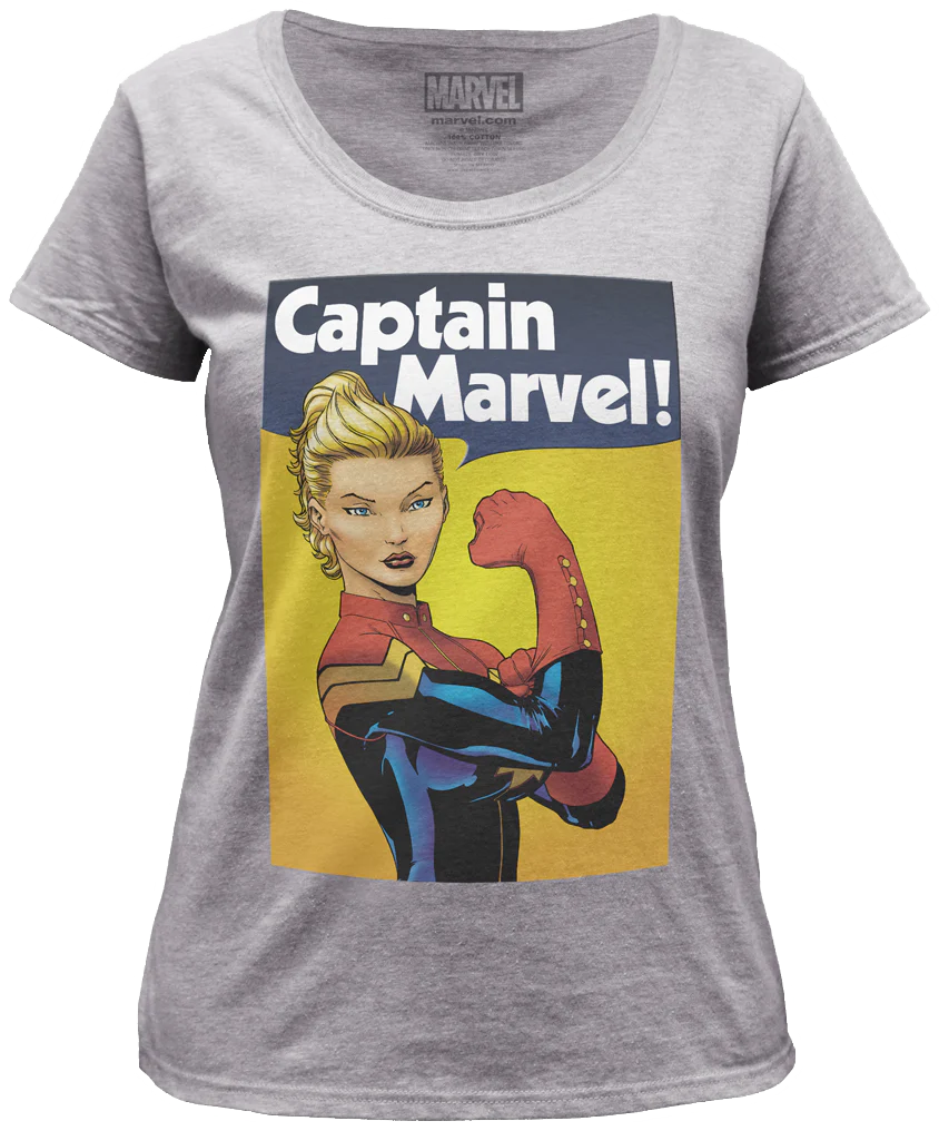 Womens Flexing Captain Marvel Scoopneck Shirt