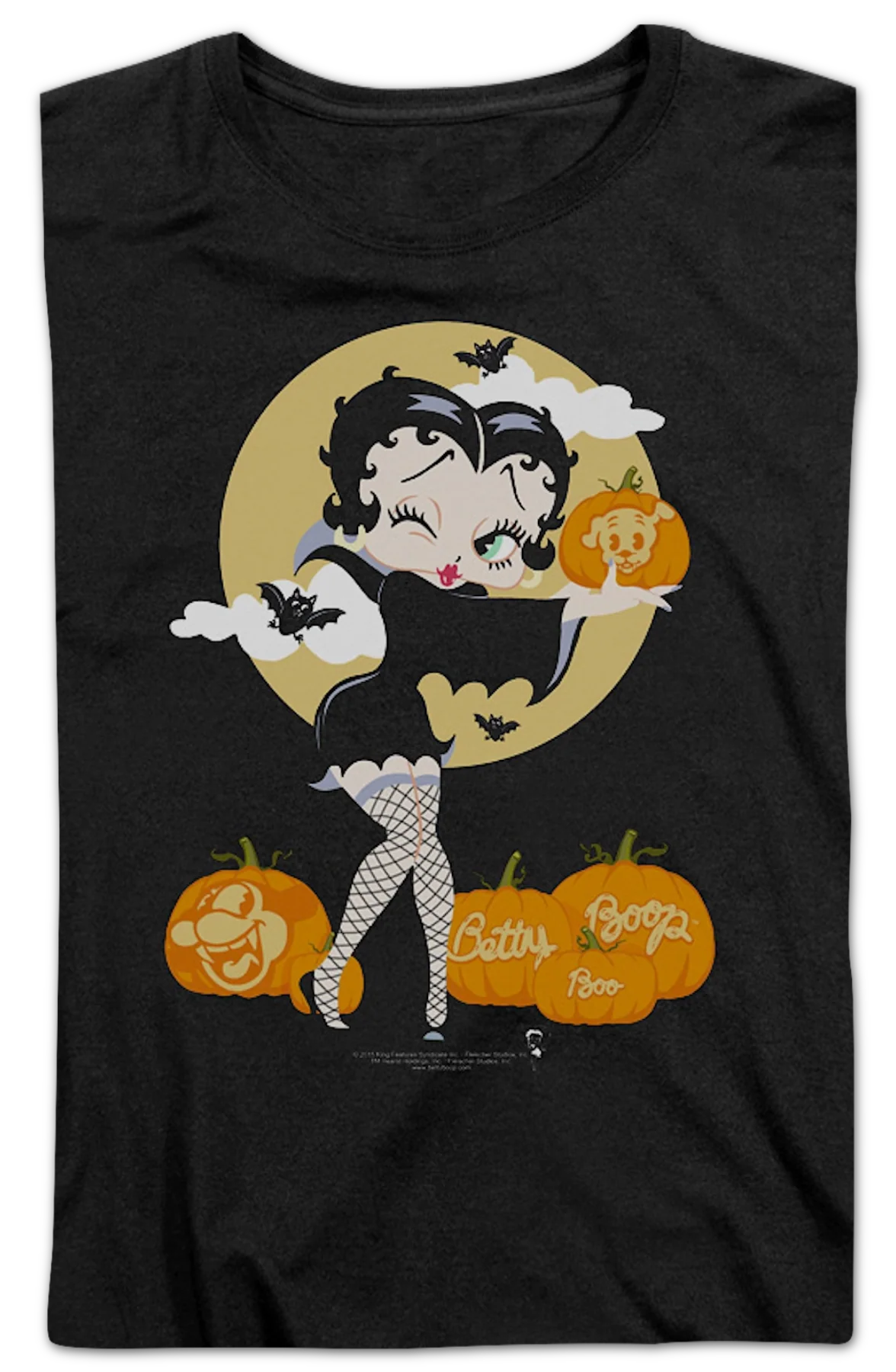 Womens Halloween Pumpkin Patch Betty Boop Shirt - Image 2