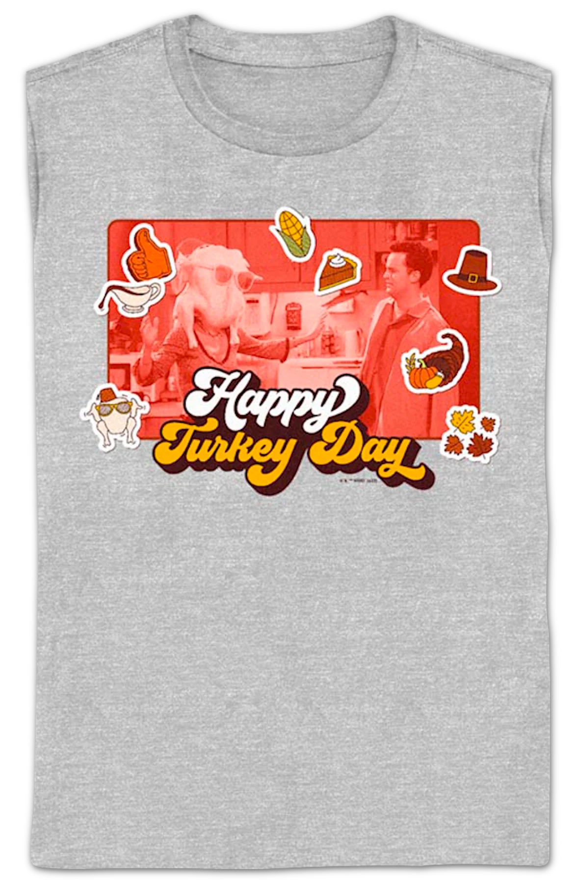 Womens Happy Turkey Day Collage Friends Shirt - Image 2