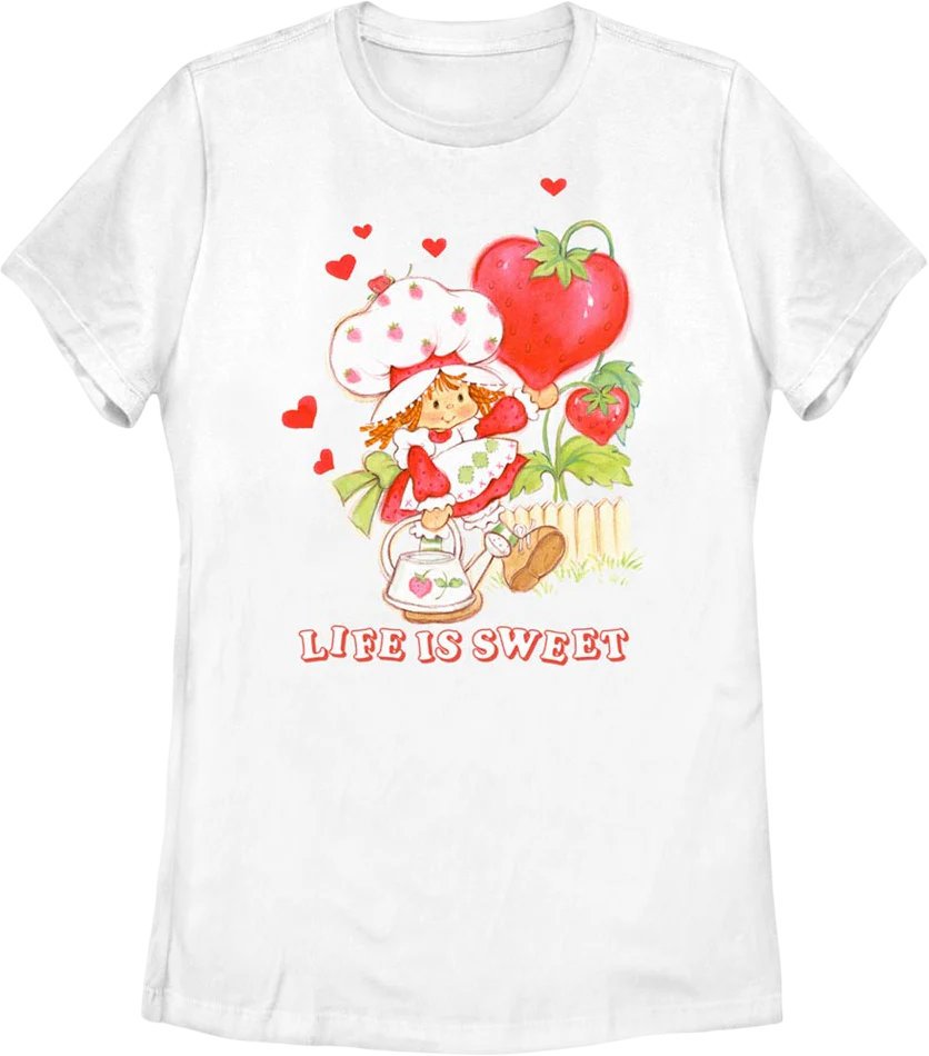 Womens Hearts Life Is Sweet Strawberry Shortcake Shirt
