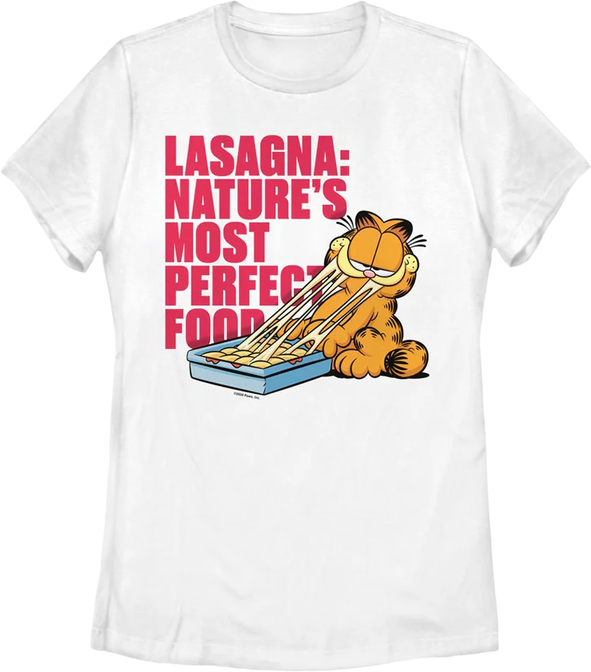 Womens Lasagna Nature's Most Perfect Food Garfield Shirt