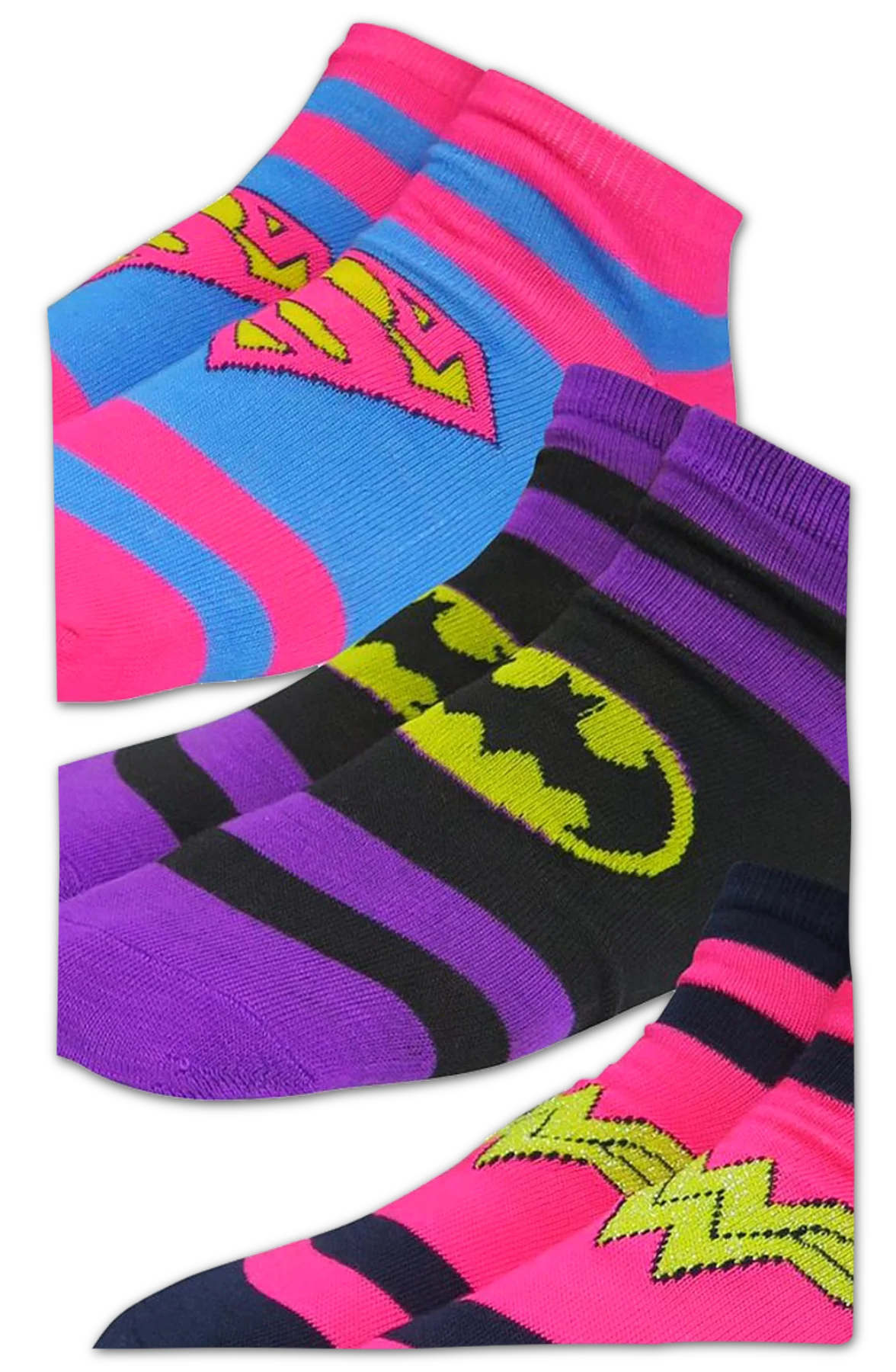Womens Low-Cut Supergirl Batgirl Wonder Woman 3-Pack DC Comics Socks - Image 2