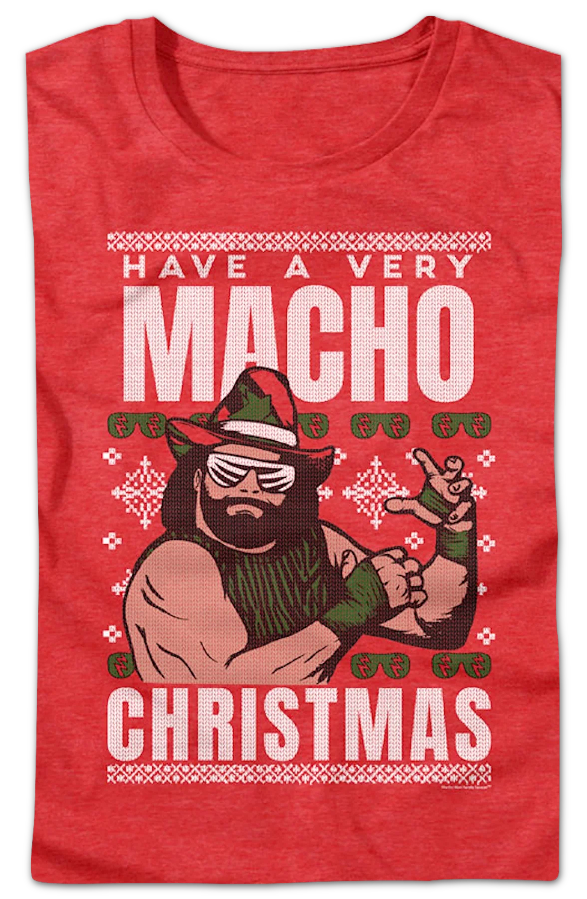 Womens Macho Christmas Faux Ugly Sweater Macho Man Randy Savage Shirt - Image 2
