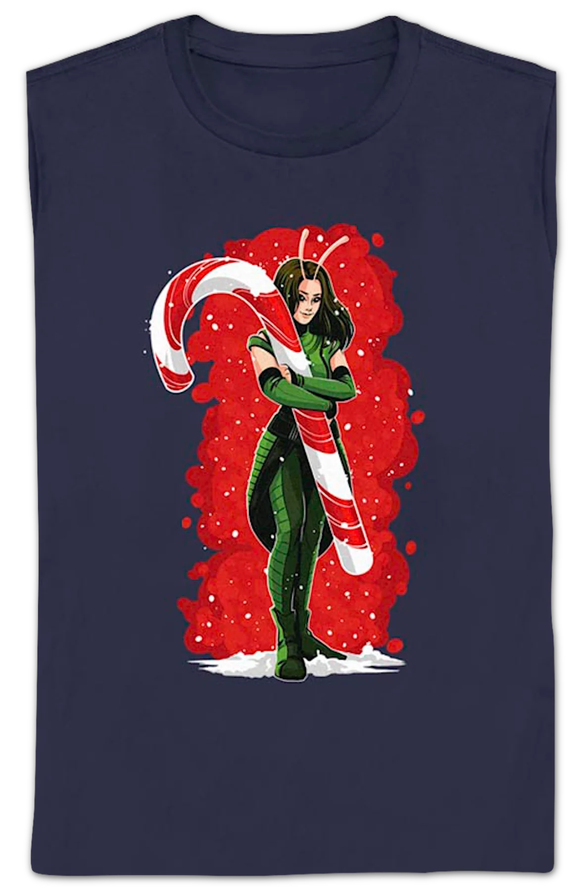 Womens Mantis Candy Cane Guardians Of The Galaxy Marvel Comics Shirt - Image 2