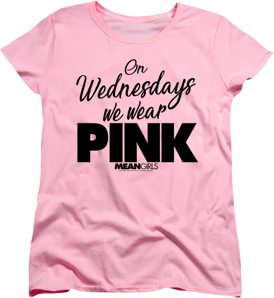 Womens Mean Girls On Wednesdays We Wear Pink Shirt